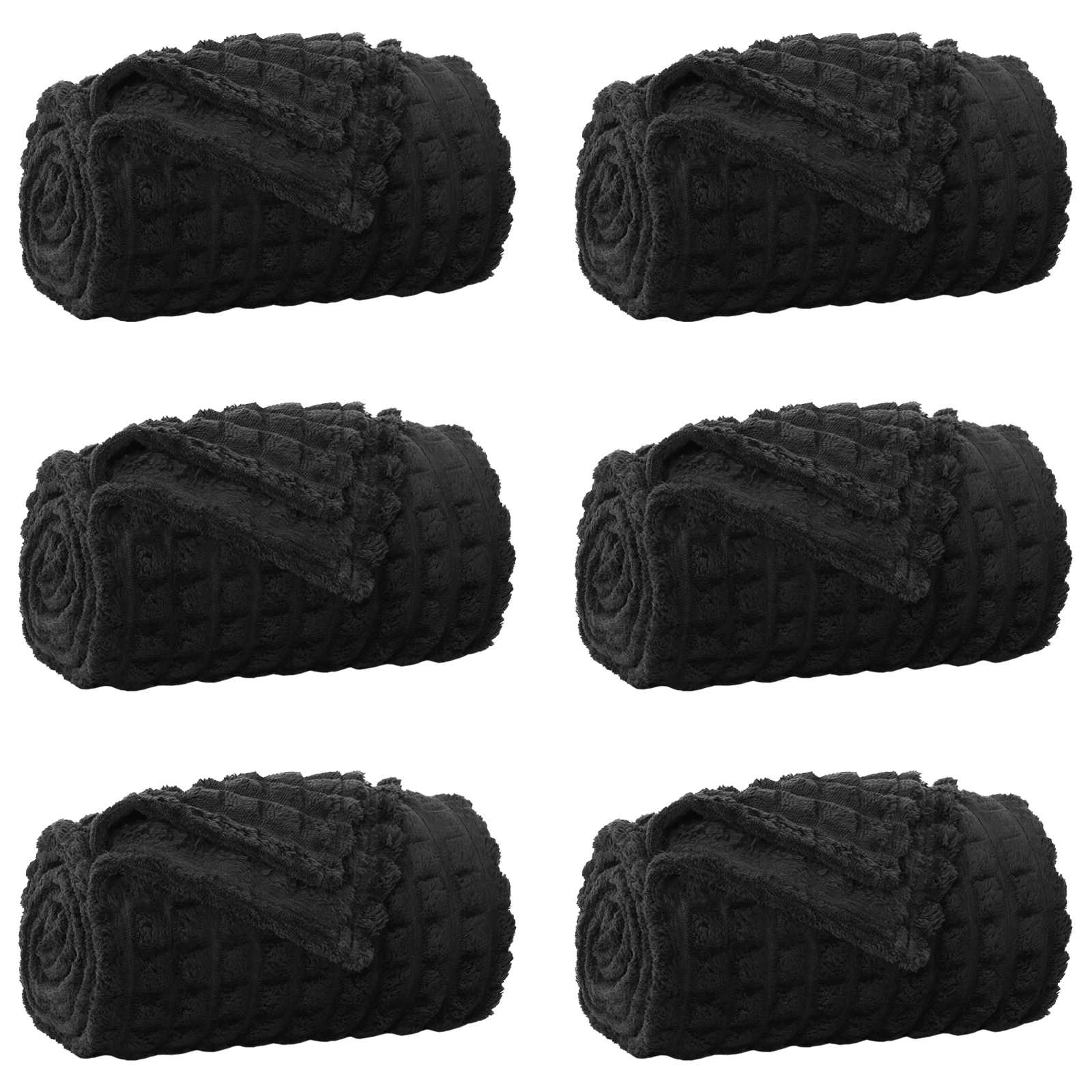 Ριχτάρια 6 pcs Μαύρο 270 x 240 cm Μαλλί