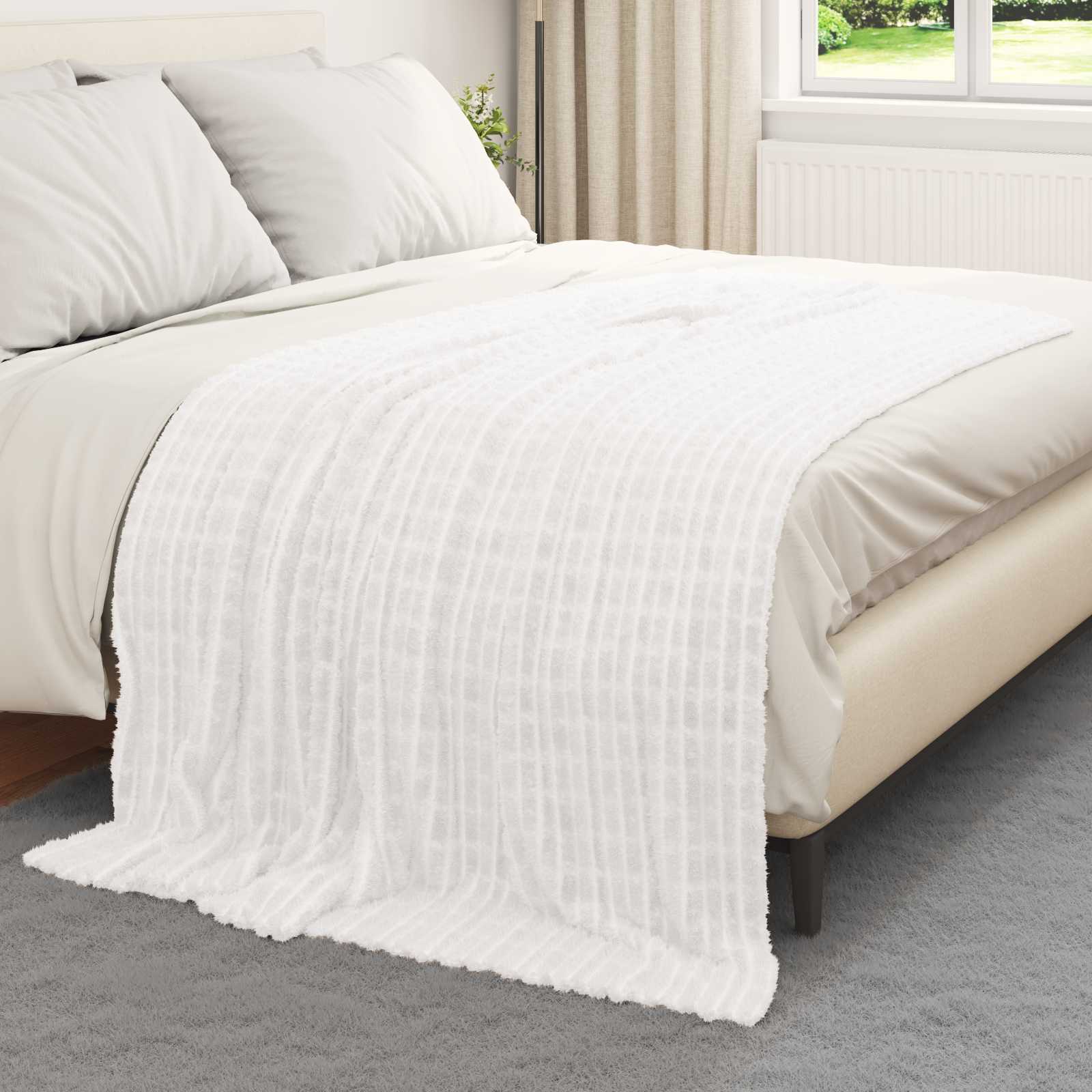 Ριχτάρια 6 pcs Λευκό 200 x 150 cm Μαλλί