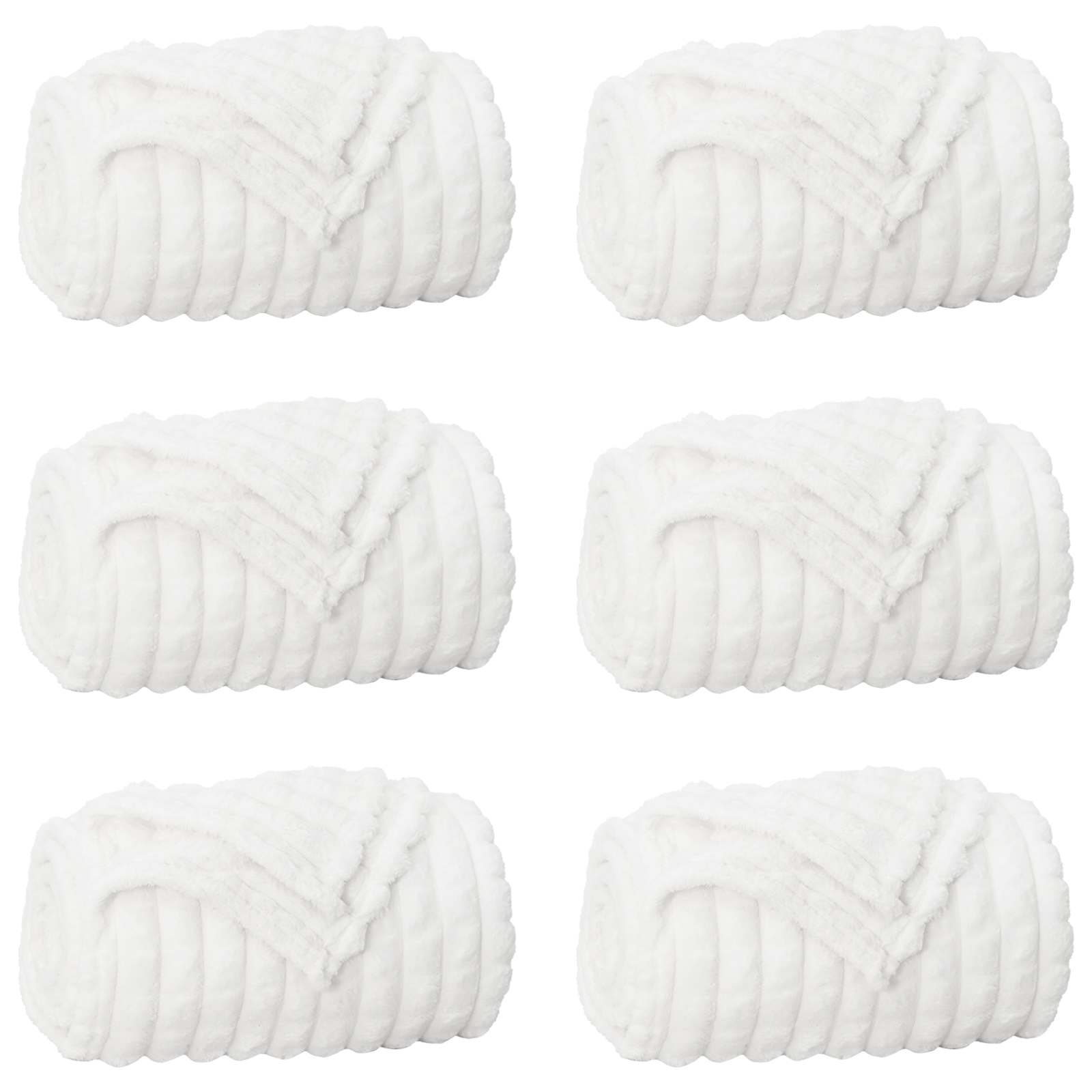 Ριχτάρια 6 pcs Λευκό 200 x 150 cm Μαλλί