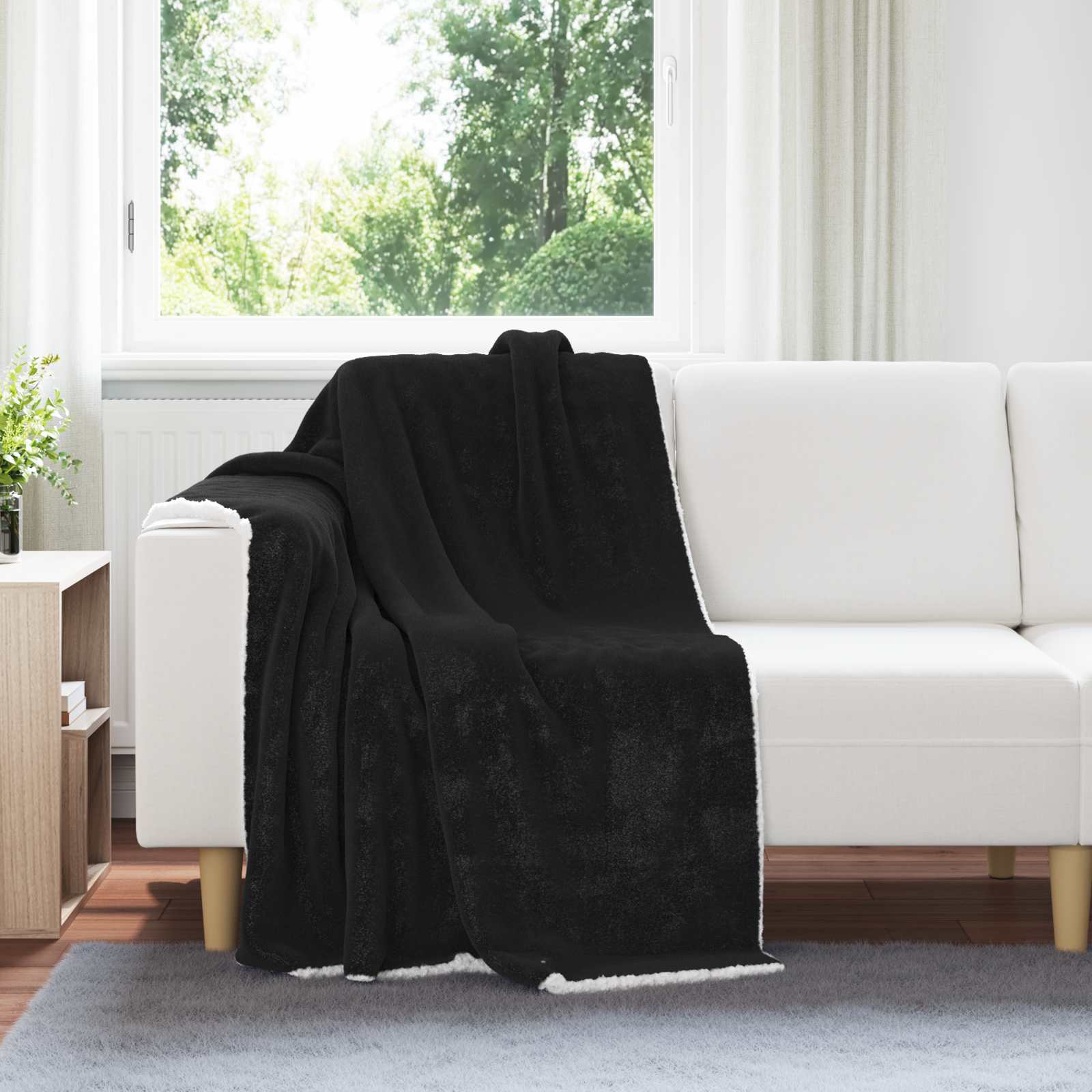 Κουβέρτα Μαύρο 130 x 150 cm Μαλλί
