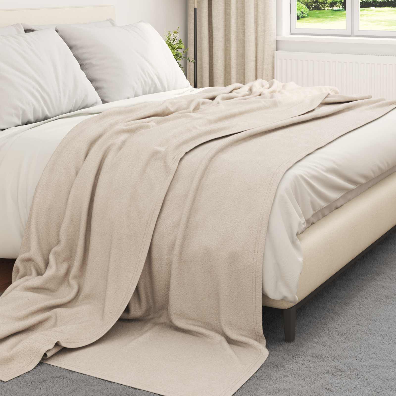Κουβέρτα Μπεζ 240 x 220 cm Μαλλί - Pakobazaar