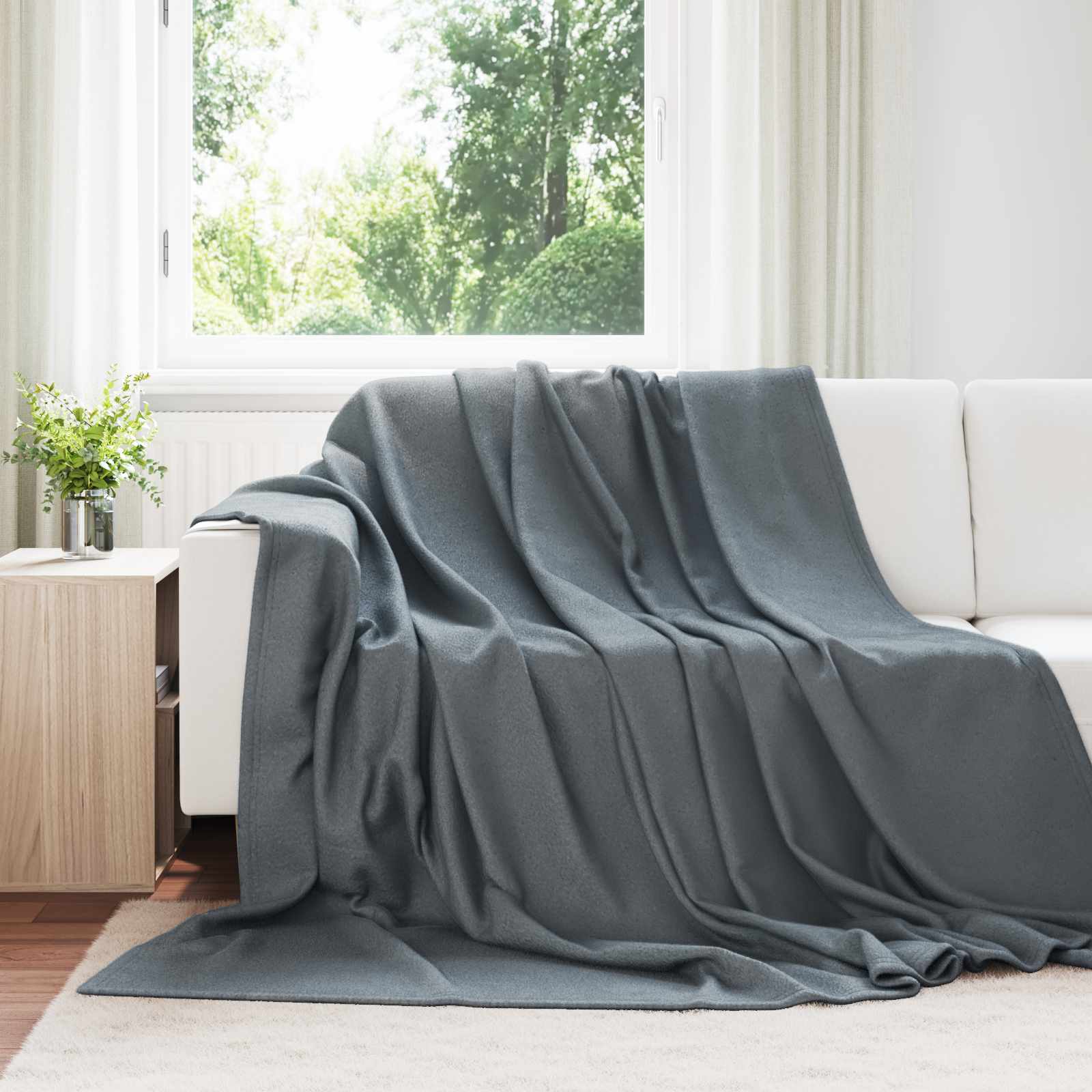 Κουβέρτα Σκούρο Γκρι 240 x 220 cm Μαλλί - Pakobazaar