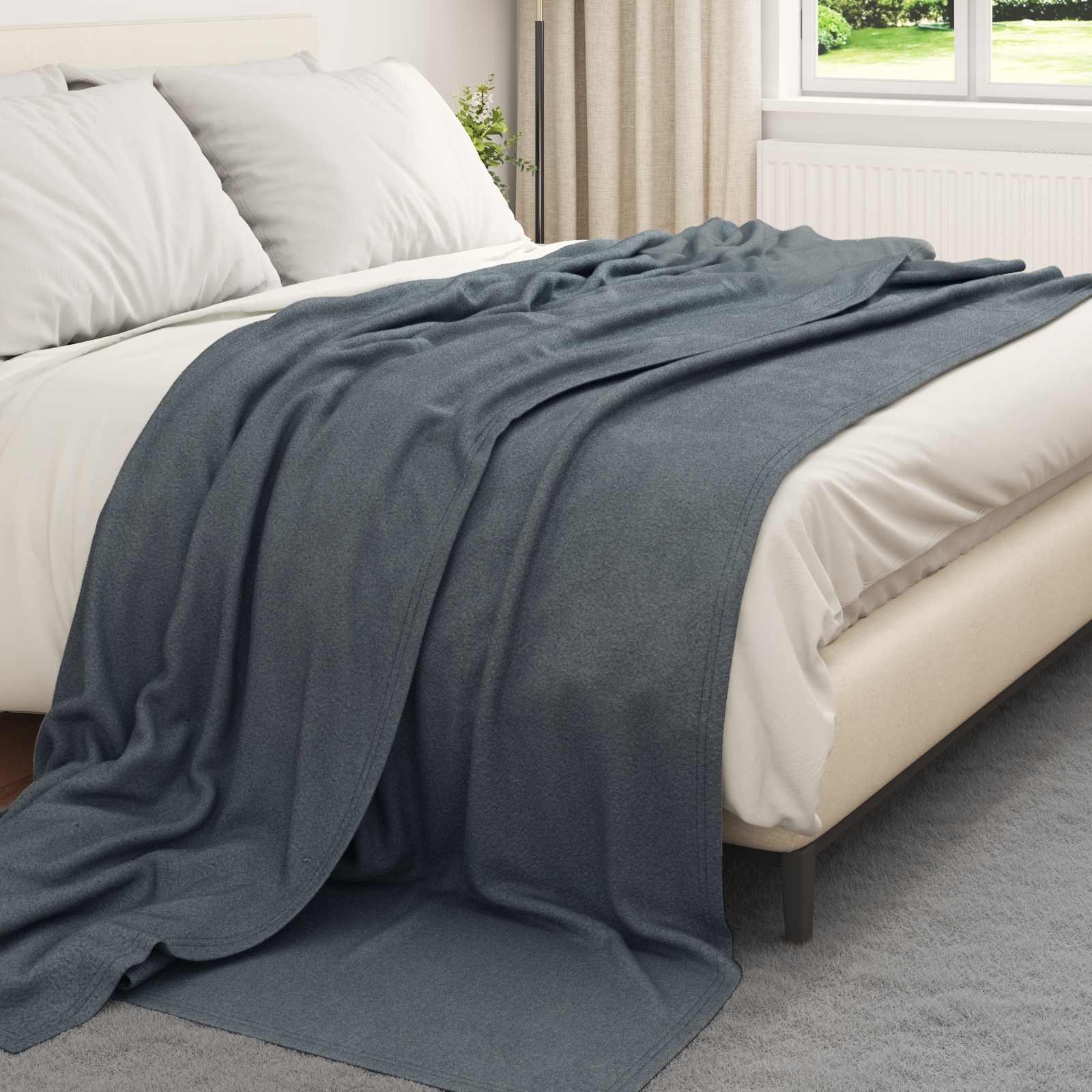 Κουβέρτα Σκούρο Γκρι 240 x 220 cm Μαλλί - Pakobazaar