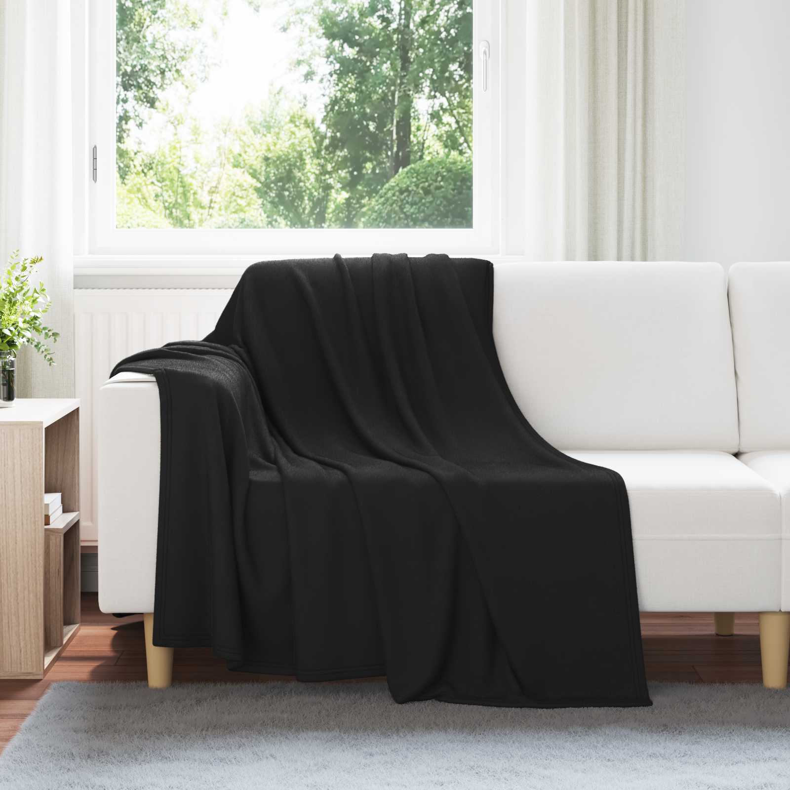 Κουβέρτα Μαύρο 200 x 150 cm Μαλλί
