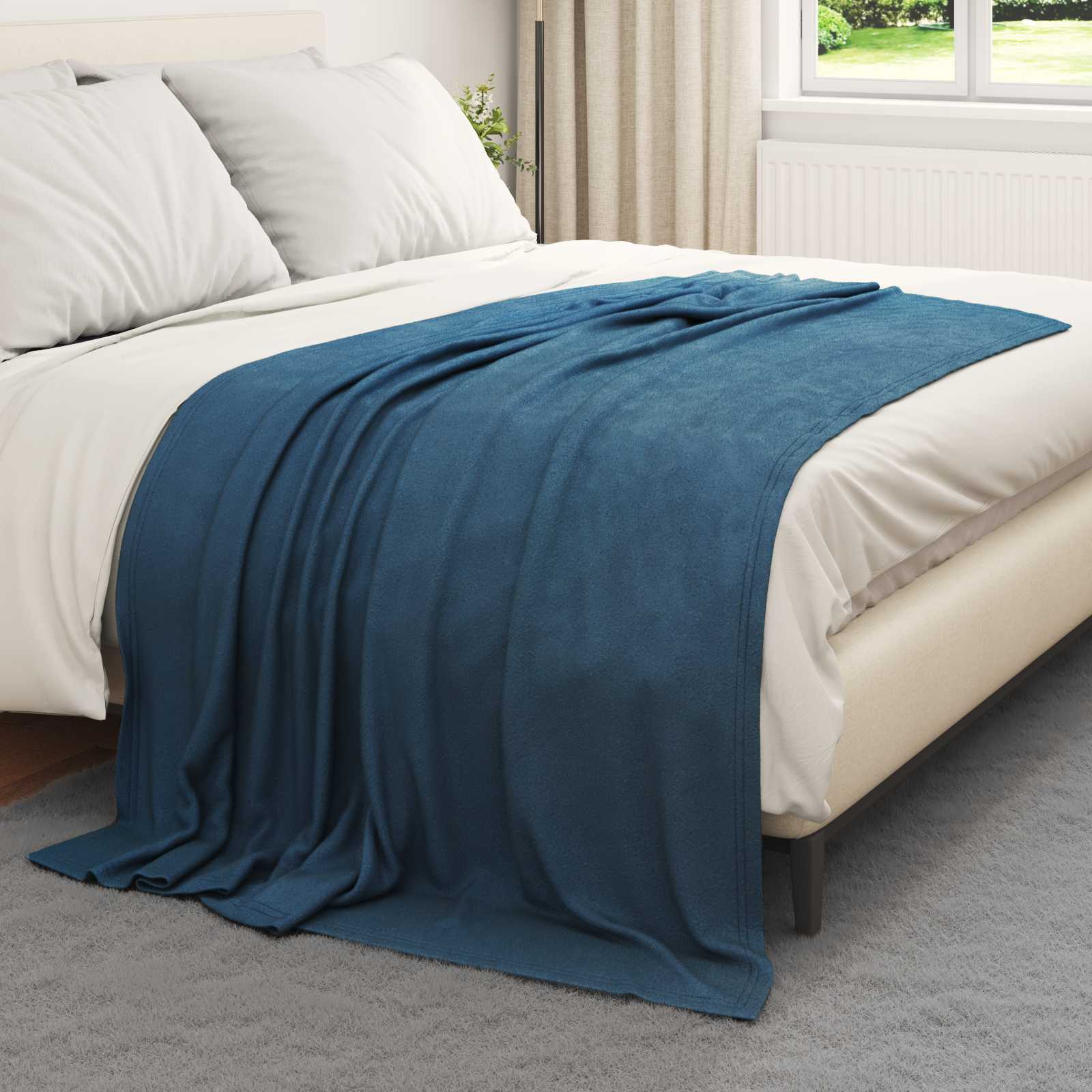 Ριχτάρια 6 pcs Σκούρο μπλε 200 x 150 cm Μαλλί