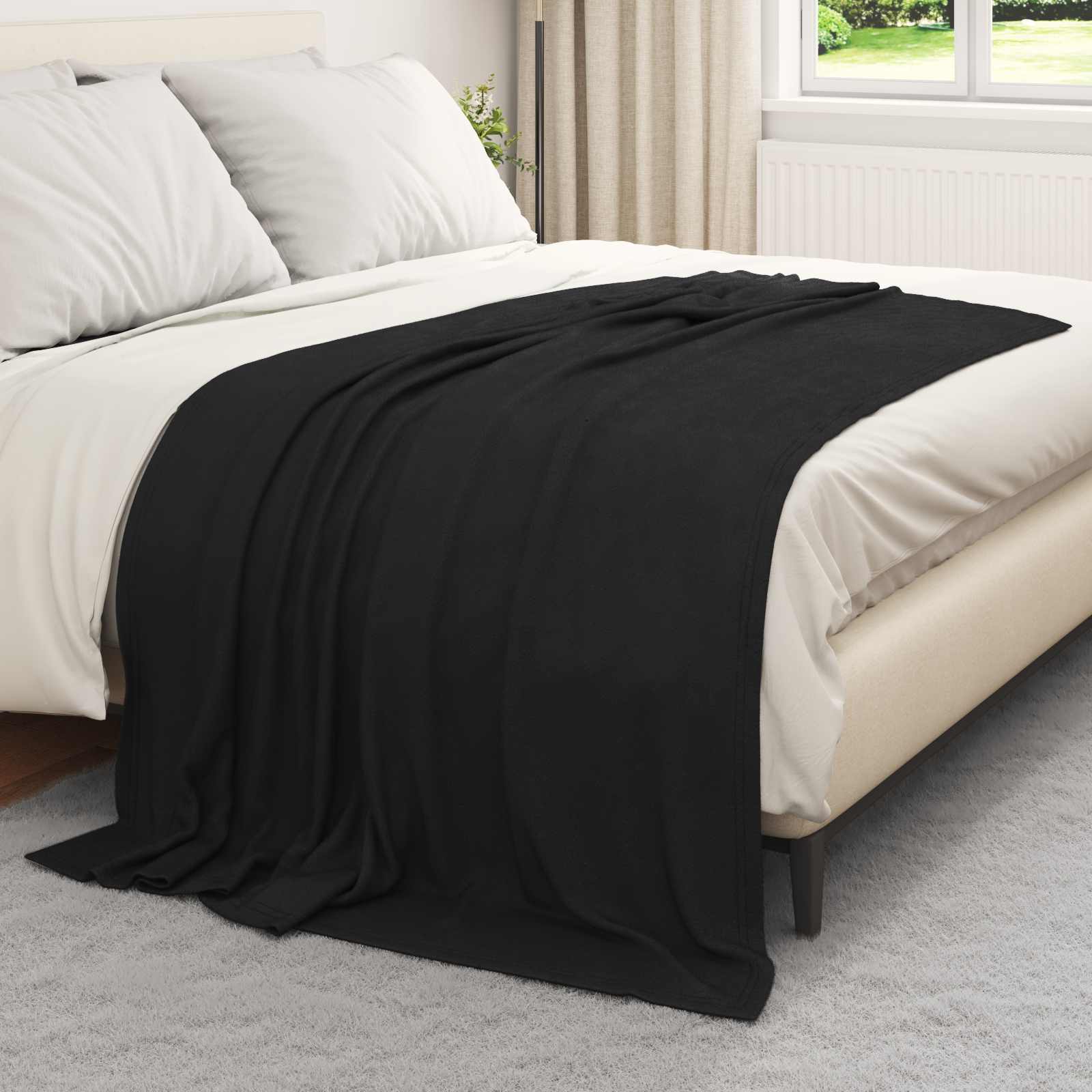 Ριχτάρια 6 pcs Μαύρο 200 x 150 cm Μαλλί