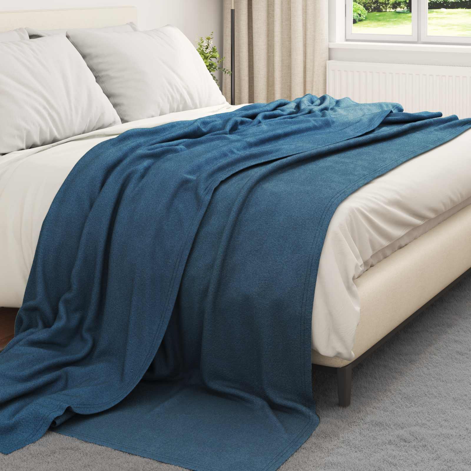 Ριχτάρια 24 pcs Σκούρο μπλε 270 x 240 cm Μαλλί