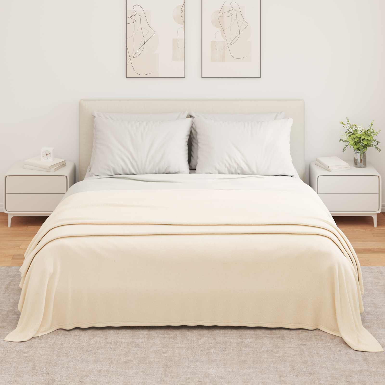 Κουβέρτα Κρεμ 350 x 270 εκ. Μαλλί - Pakobazaar