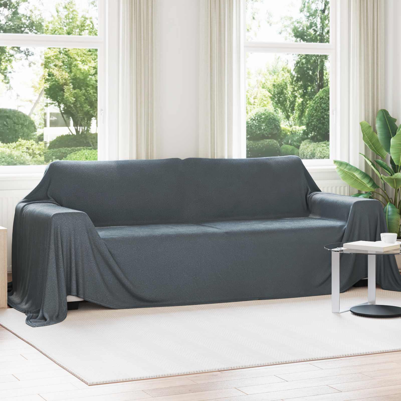 Κουβέρτα Σκούρο Γκρι 350 x 270 εκ. Μαλλί - Pakobazaar