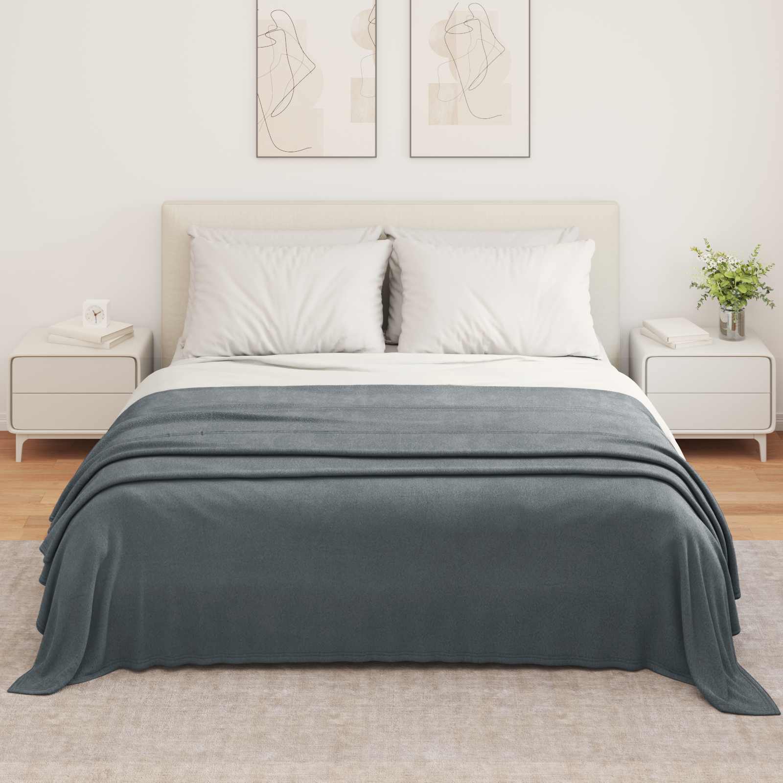 Κουβέρτα Σκούρο Γκρι 350 x 270 εκ. Μαλλί - Pakobazaar