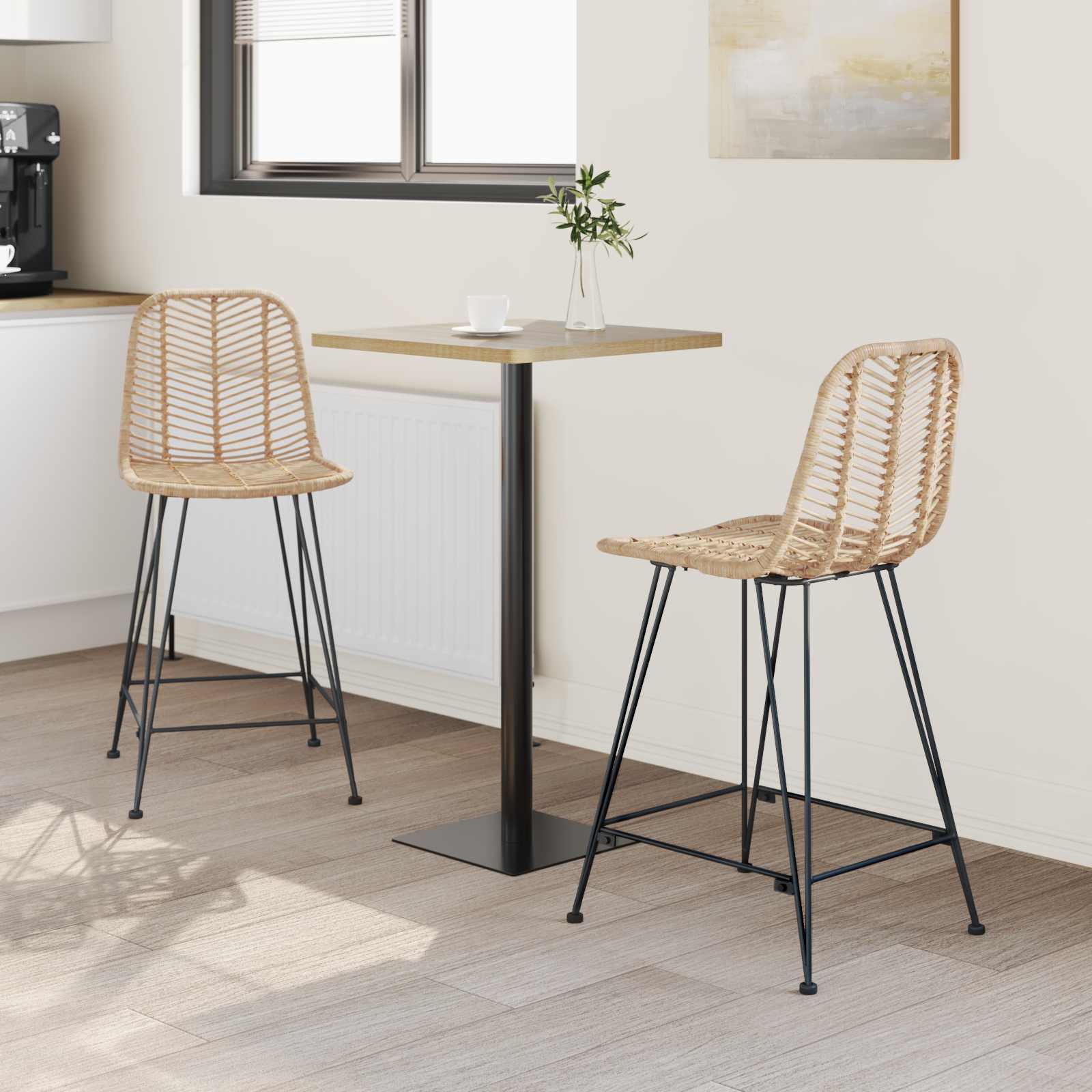 Καρέκλα Μπαρ 2 pcs 44,5 x 54,5 x 97,5 εκ. Καλάμι και Σίδερο