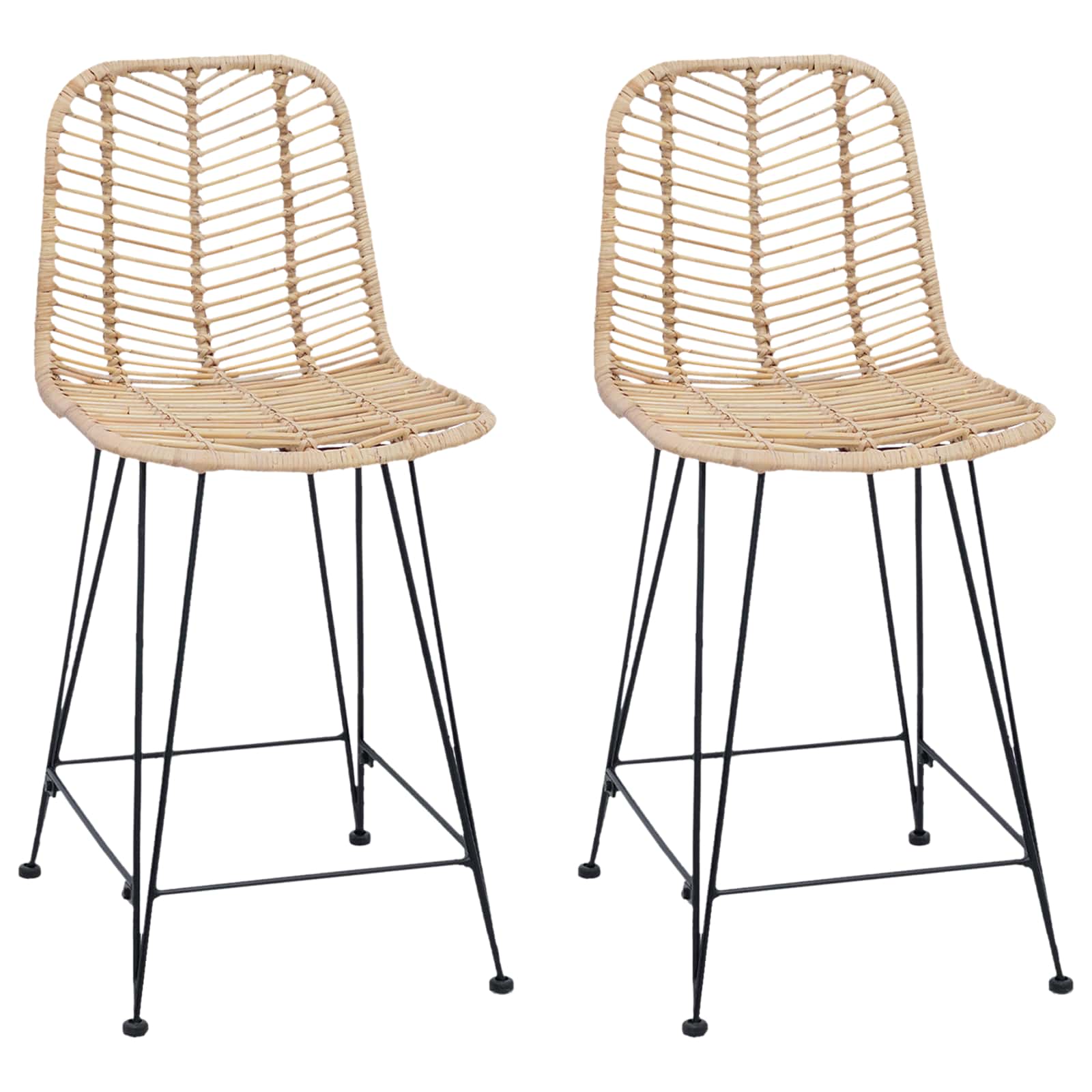 Καρέκλα Μπαρ 2 pcs 44,5 x 54,5 x 97,5 εκ. Καλάμι και Σίδερο