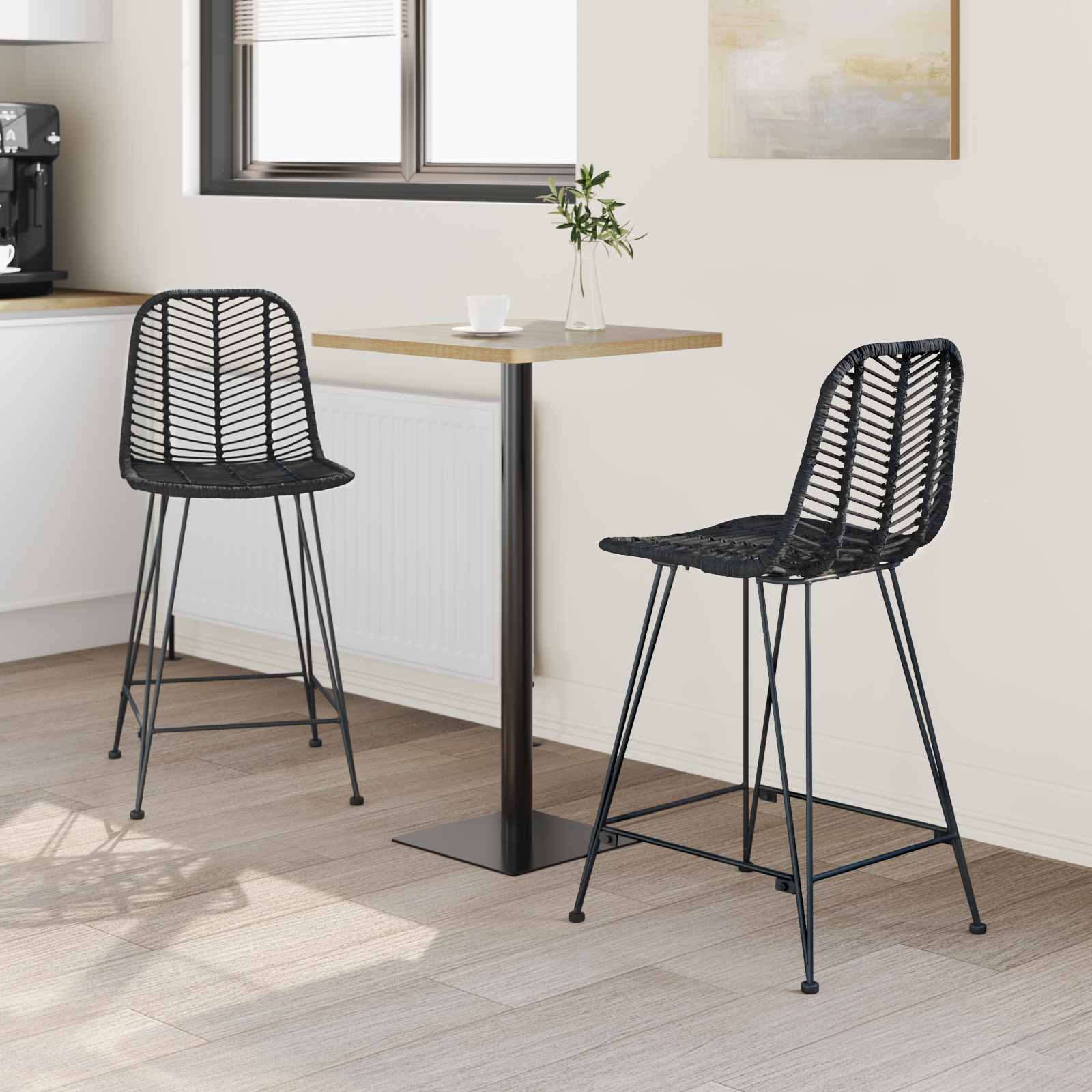 Καρέκλα Μπαρ 2 pcs 44,5 x 54,5 x 97,5 εκ. Καλάμι και Σίδερο