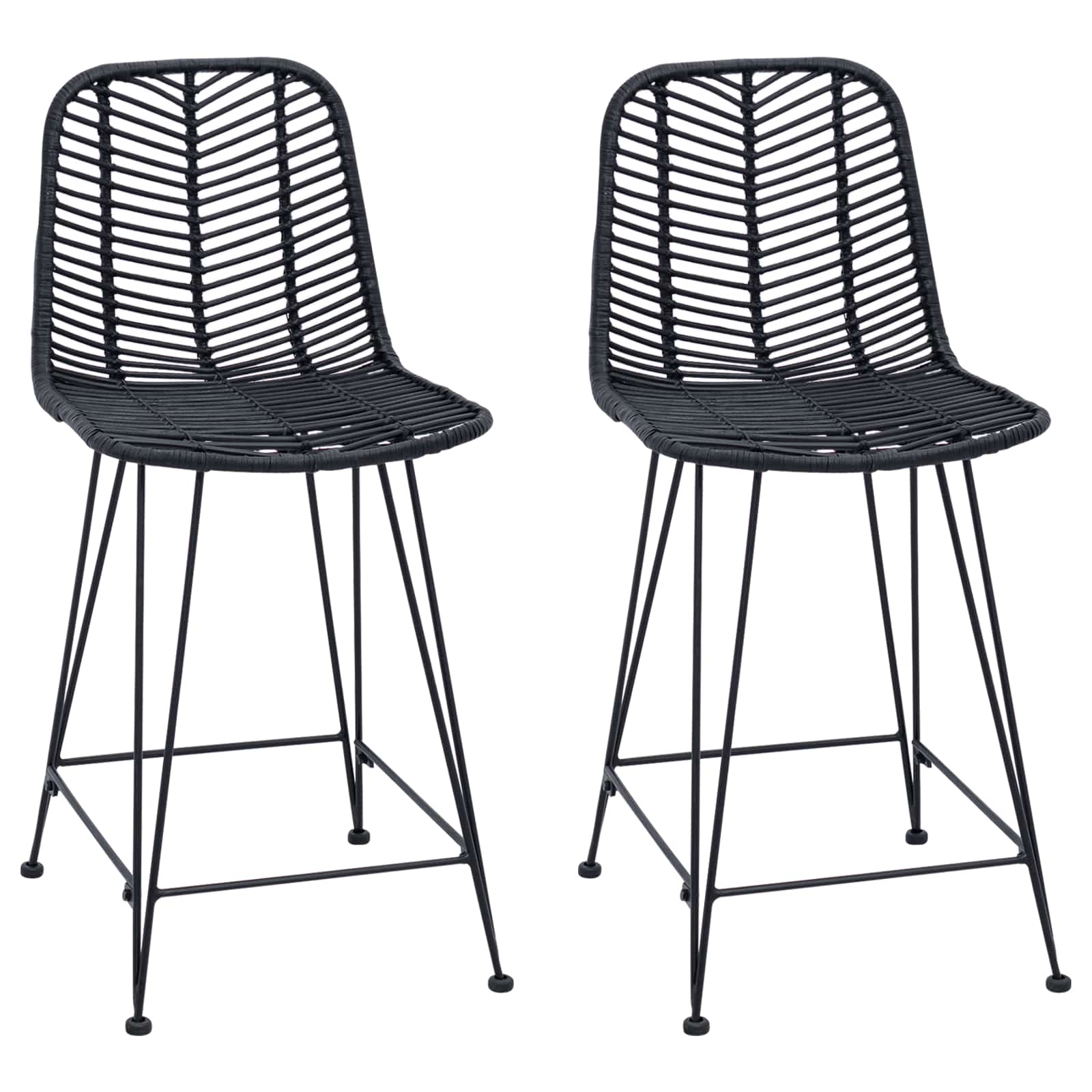 Καρέκλα Μπαρ 2 pcs 44,5 x 54,5 x 97,5 εκ. Καλάμι και Σίδερο