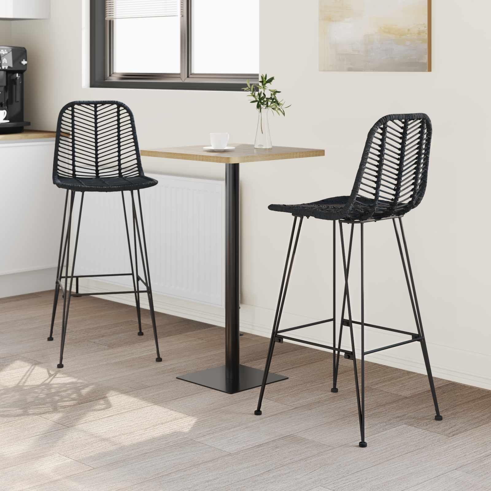 Καρέκλα Μπαρ 2 pcs 44 x 52 x 111 εκ Καλάμι και Σίδερο