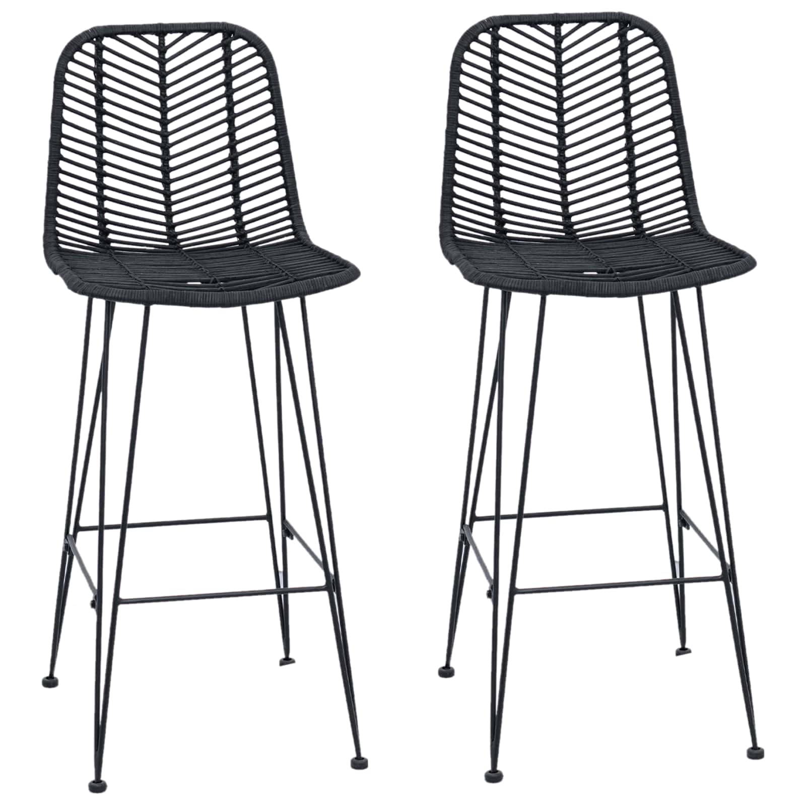 Καρέκλα Μπαρ 2 pcs 44 x 52 x 111 εκ Καλάμι και Σίδερο