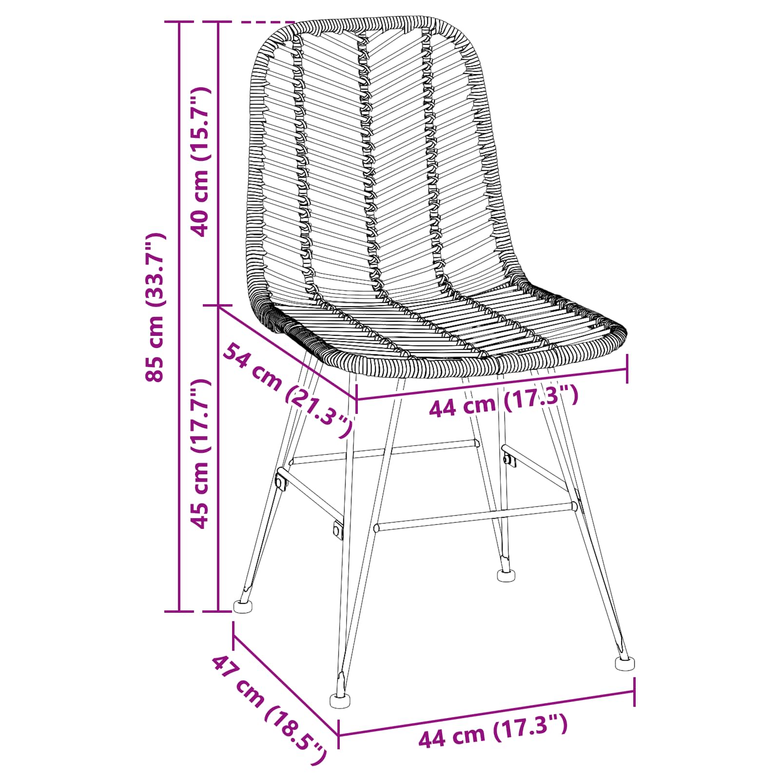 Καρέκλα τραπεζαρίας 2 pcs Φυσικό 44 x 47 x 85 εκ. - Pakobazaar