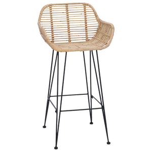Καρέκλα Μπαρ 2 pcs Φυσικό 55 x 52 x 92 εκ Καλάμι και Σίδερο - Pakobazaar