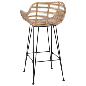 Καρέκλα Μπαρ 2 pcs Φυσικό 55 x 52 x 92 εκ Καλάμι και Σίδερο - Pakobazaar