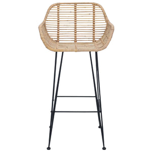 Καρέκλα Μπαρ 2 pcs Φυσικό 55 x 52 x 92 εκ Καλάμι και Σίδερο - Pakobazaar