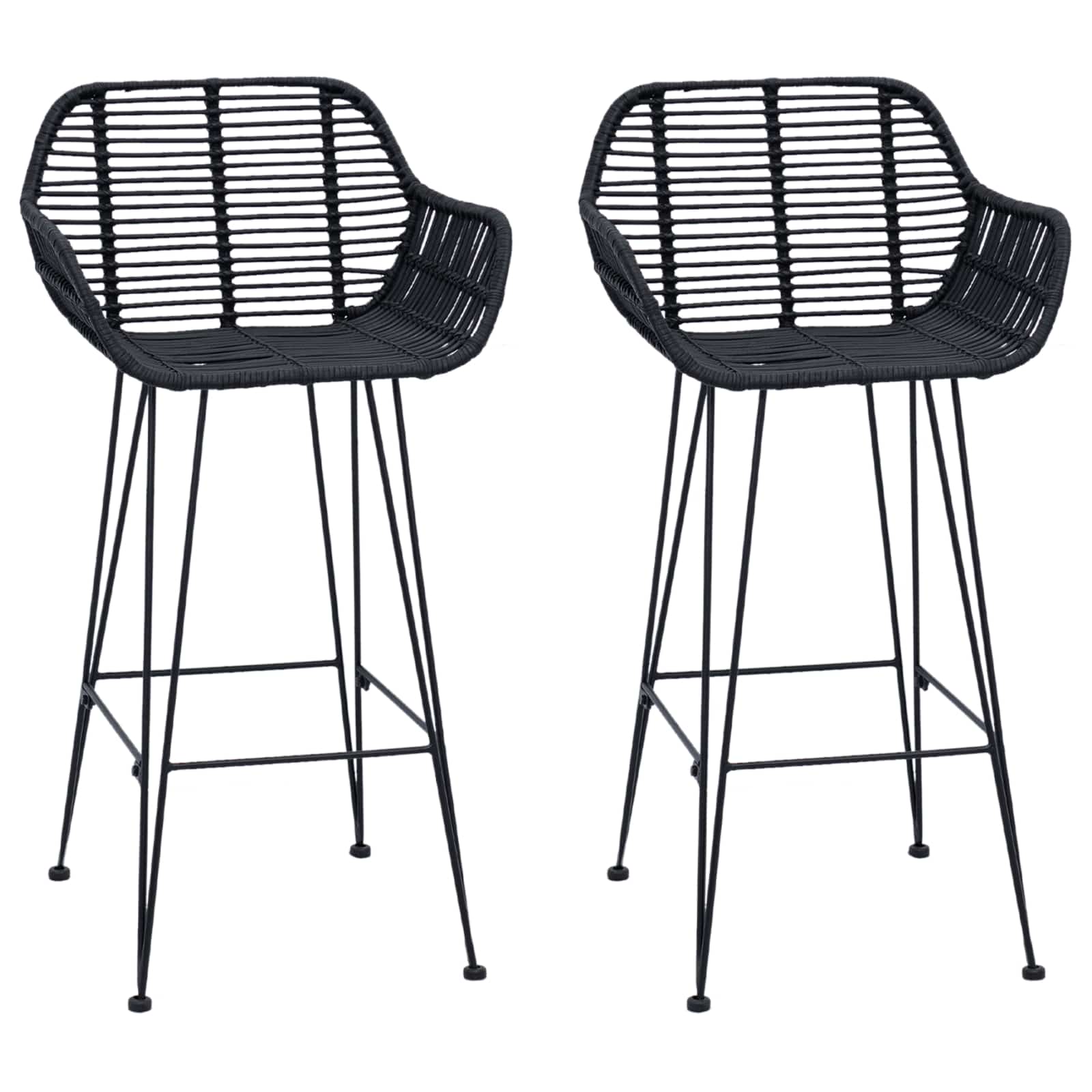 Καρέκλα Μπαρ 2 pcs 55 x 52 x 92 εκ Καλάμι και Σίδερο