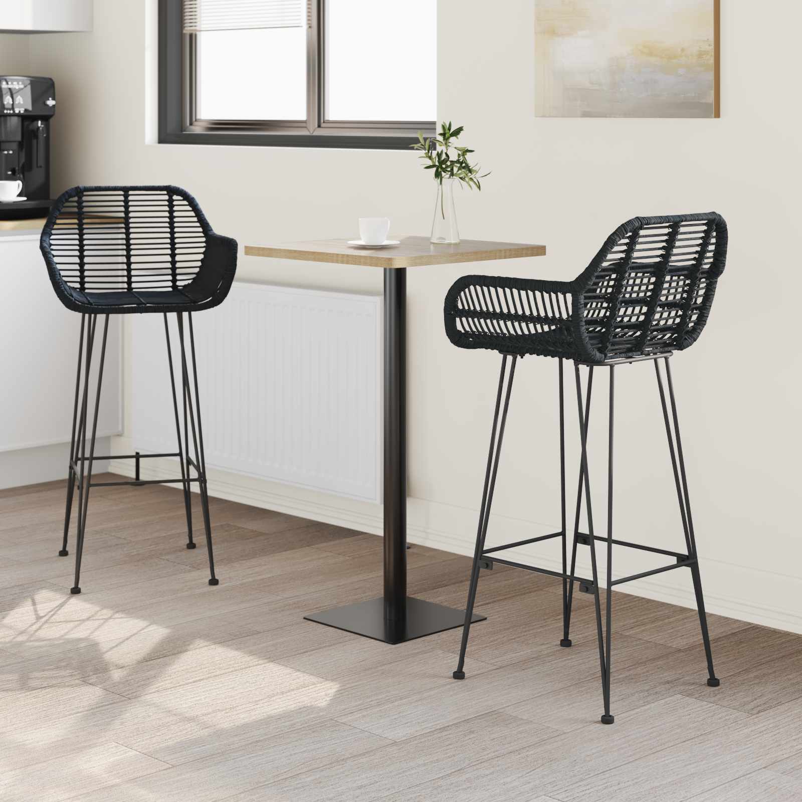 Καρέκλα Μπαρ 2 pcs 55 x 52 x 105 εκ Καλάμι και Σίδερο