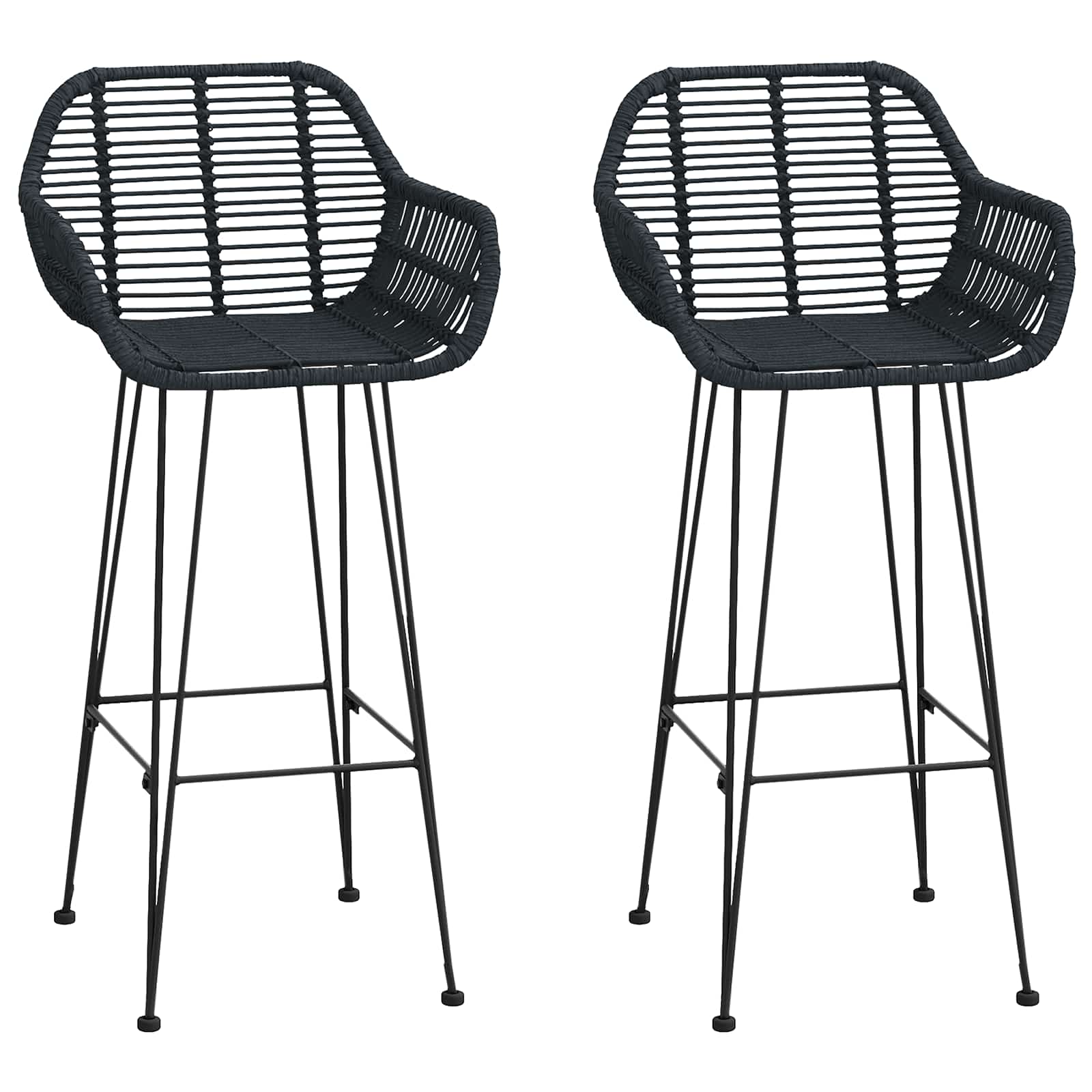 Καρέκλα Μπαρ 2 pcs 55 x 52 x 105 εκ Καλάμι και Σίδερο