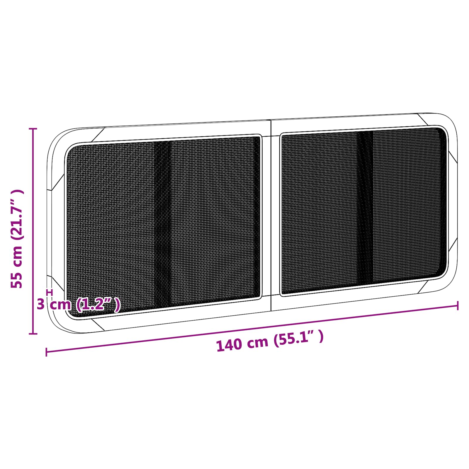 Κεφαλάρι με κεφαλάρι Μαύρο 140 x 55 x 3 εκ. Ρατάν - Pakobazaar