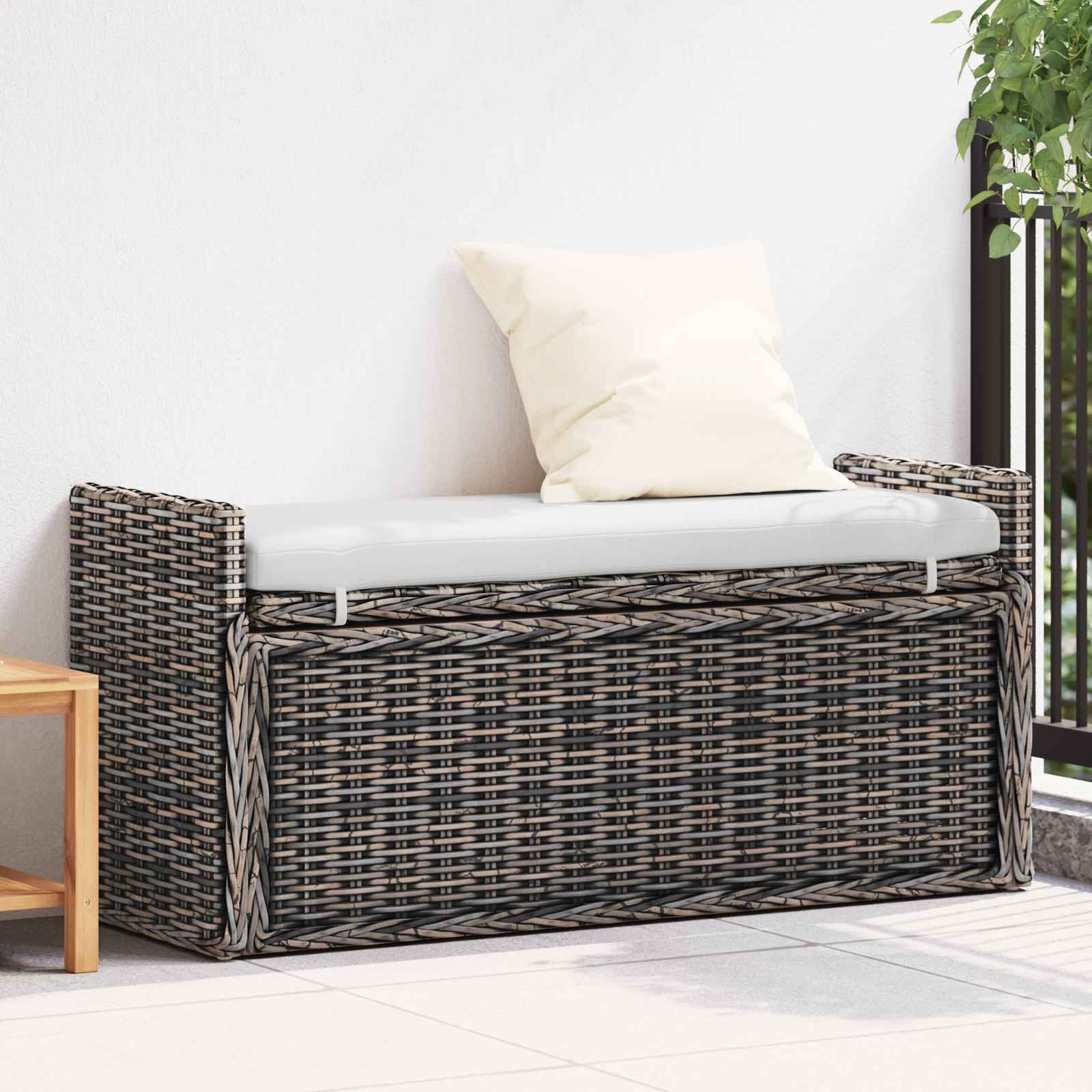 Παγκάκι με αποθήκευση Μαύρο πλύσιμο 110 x 40 x 50 εκ Ρατάν - Pakobazaar