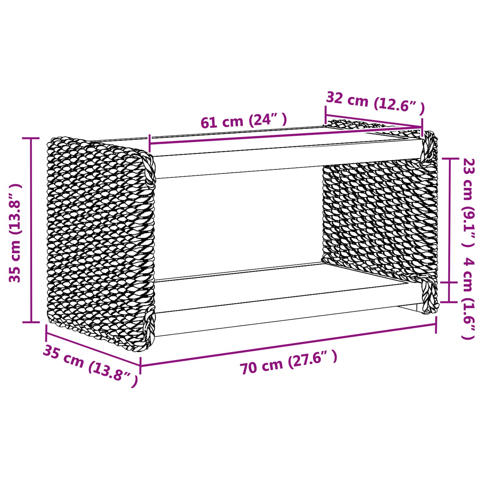 Τραπεζάκι σαλονιού Φυσικό 70 x 35 x 35 cm Στερεό ξύλο Μαόνι - Pakobazaar