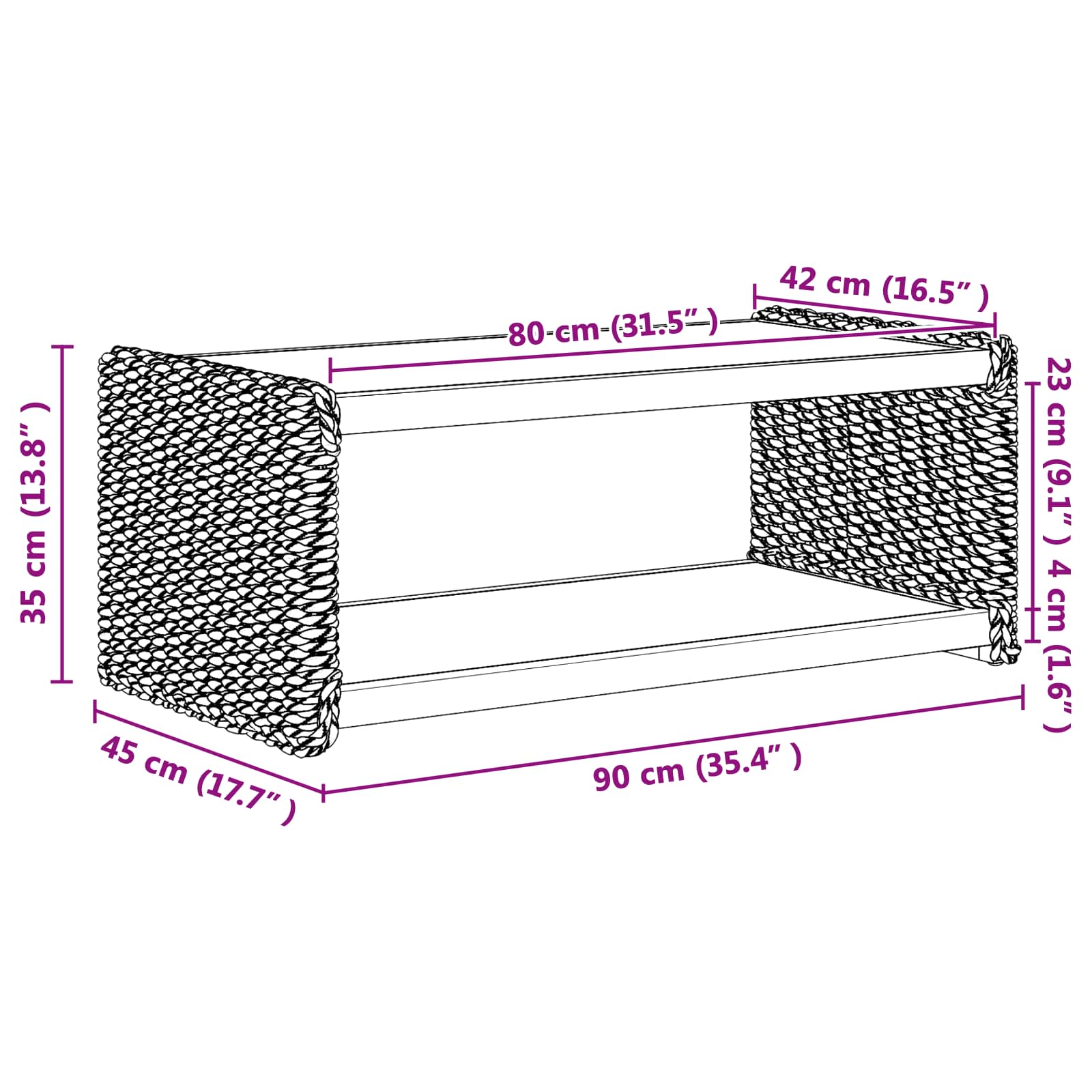 Τραπεζάκι σαλονιού Φυσικό 90 x 45 x 35 cm Στερεό ξύλο Μαόνι - Pakobazaar