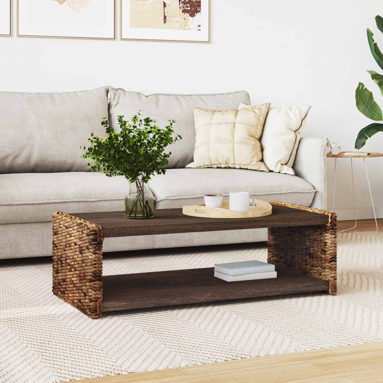 Τραπεζάκι σαλονιού Φυσικό 110 x 55 x 35 cm Στερεό ξύλο Μαόνι - Pakobazaar