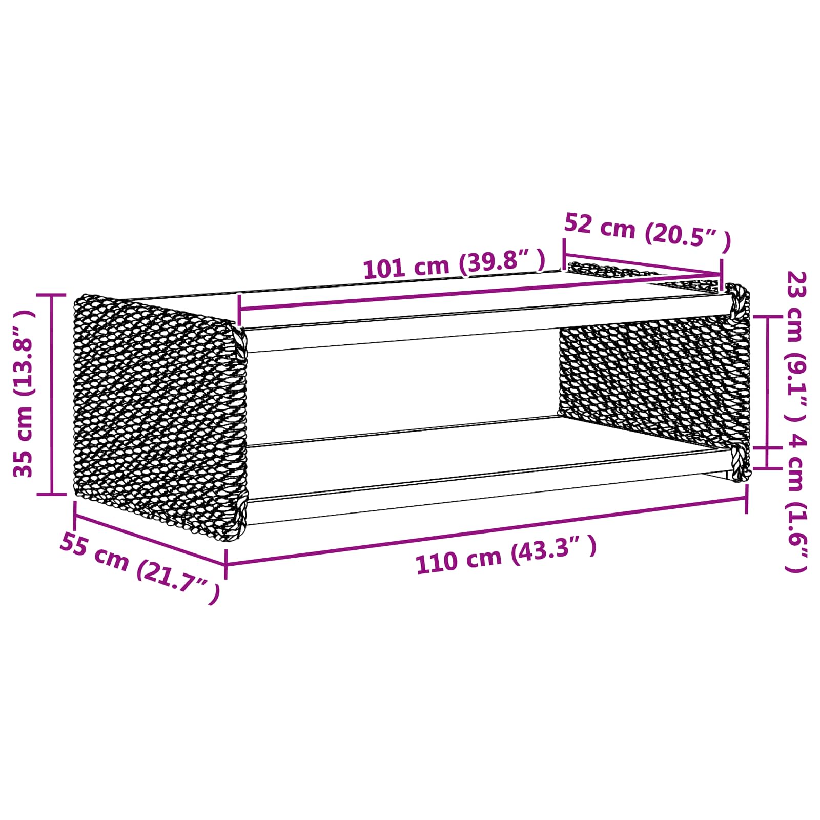 Τραπεζάκι σαλονιού Φυσικό 110 x 55 x 35 cm Στερεό ξύλο Μαόνι - Pakobazaar