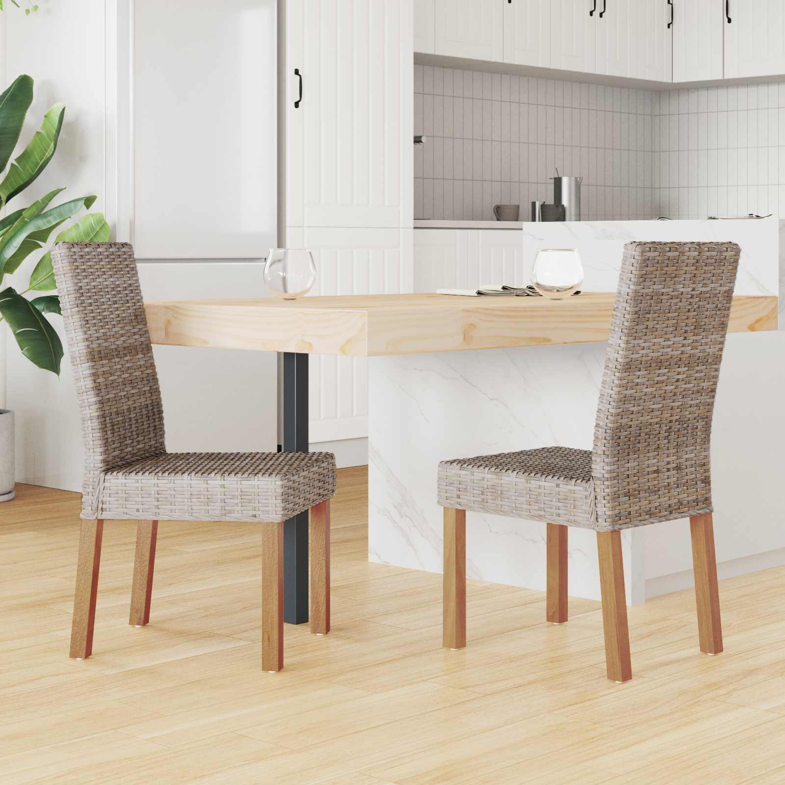 Καρέκλα τραπεζαρίας 2 pcs Γκρίζο Kubu 45 x 54 x 93 εκ - Pakobazaar