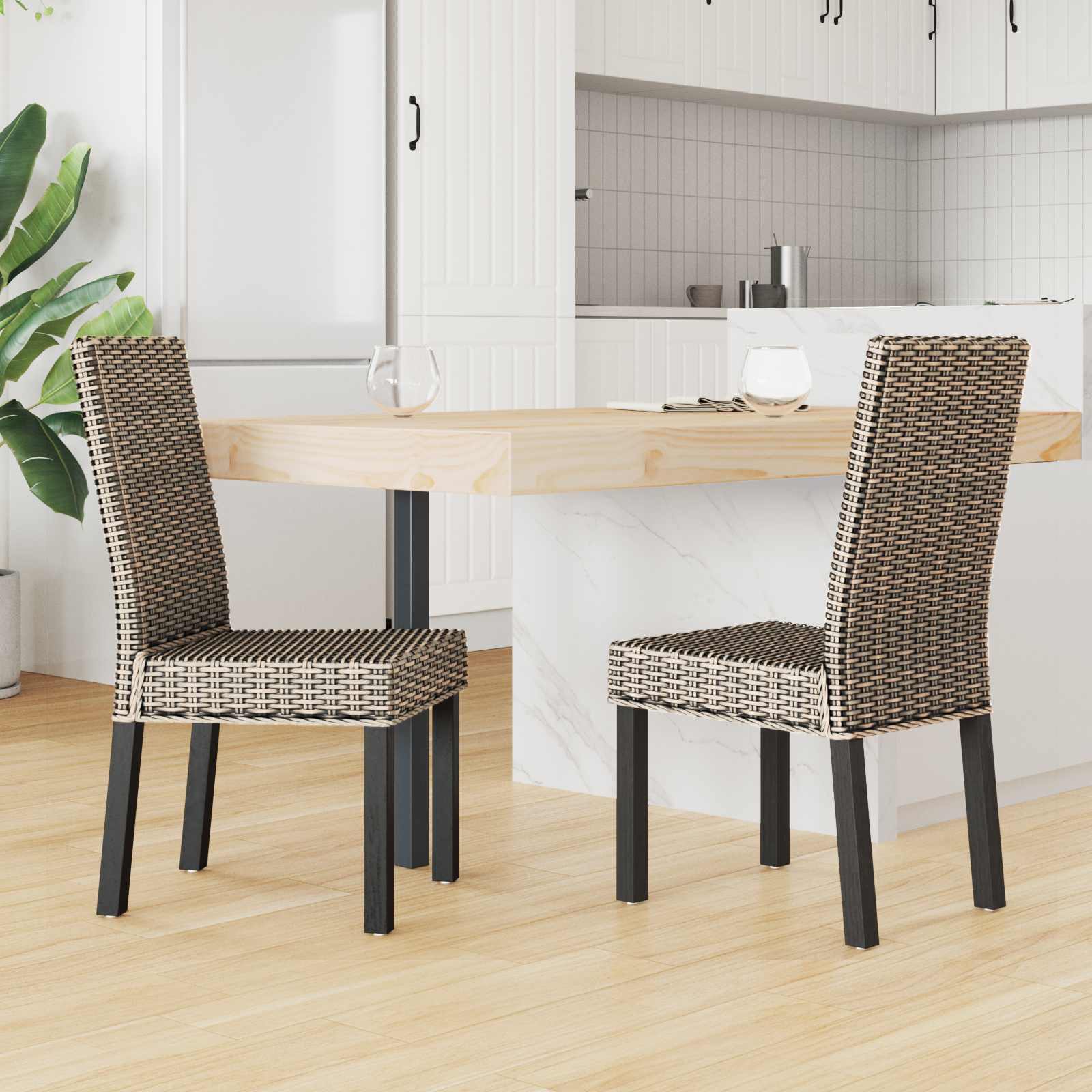 Καρέκλα τραπεζαρίας 2 pcs Μαύρο πλύσιμο 45 x 54 x 93 εκ - Pakobazaar