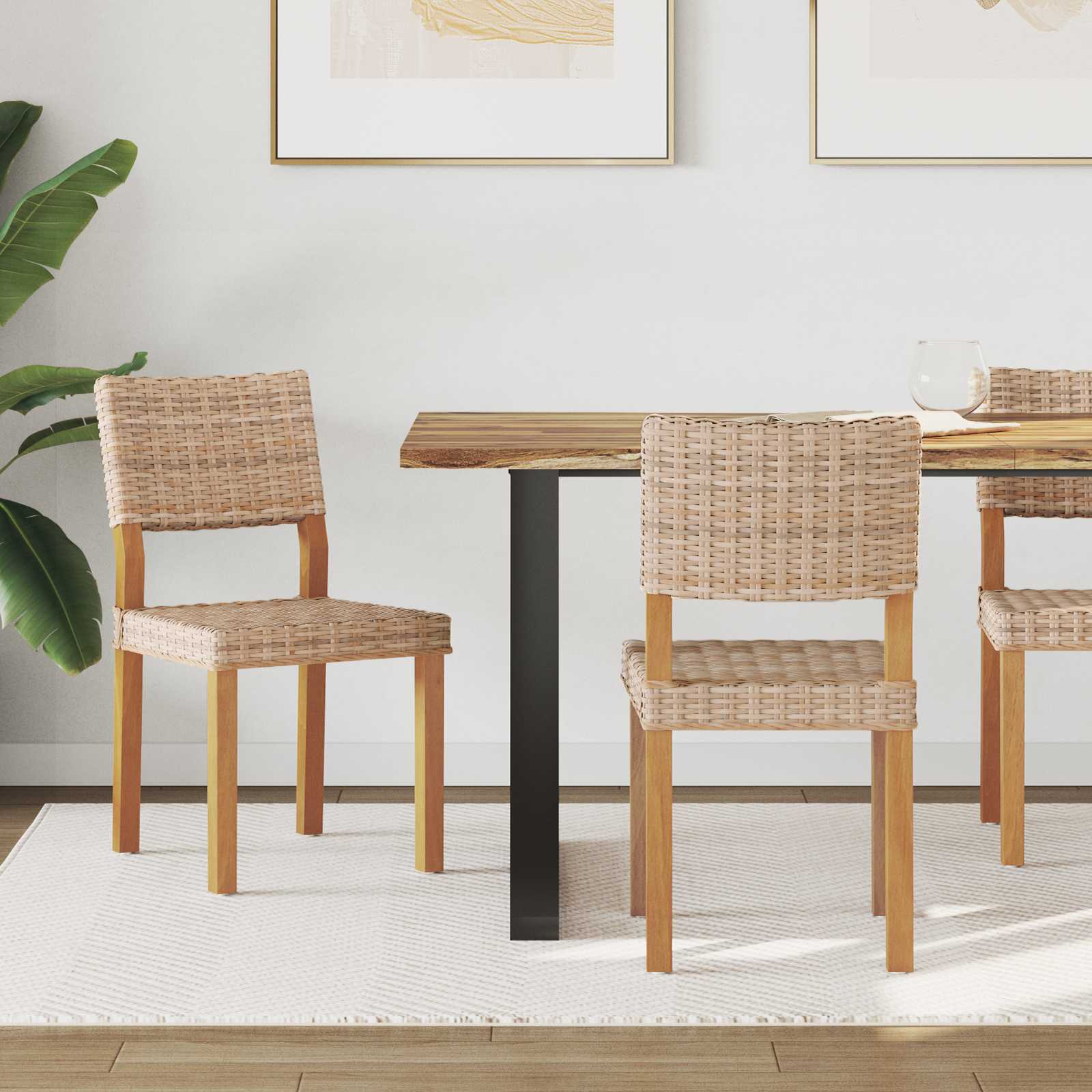 Καρέκλα τραπεζαρίας 2 pcs Φυσικό 46 x 55 x 84 εκ Ρατάν Κούμπου - Pakobazaar