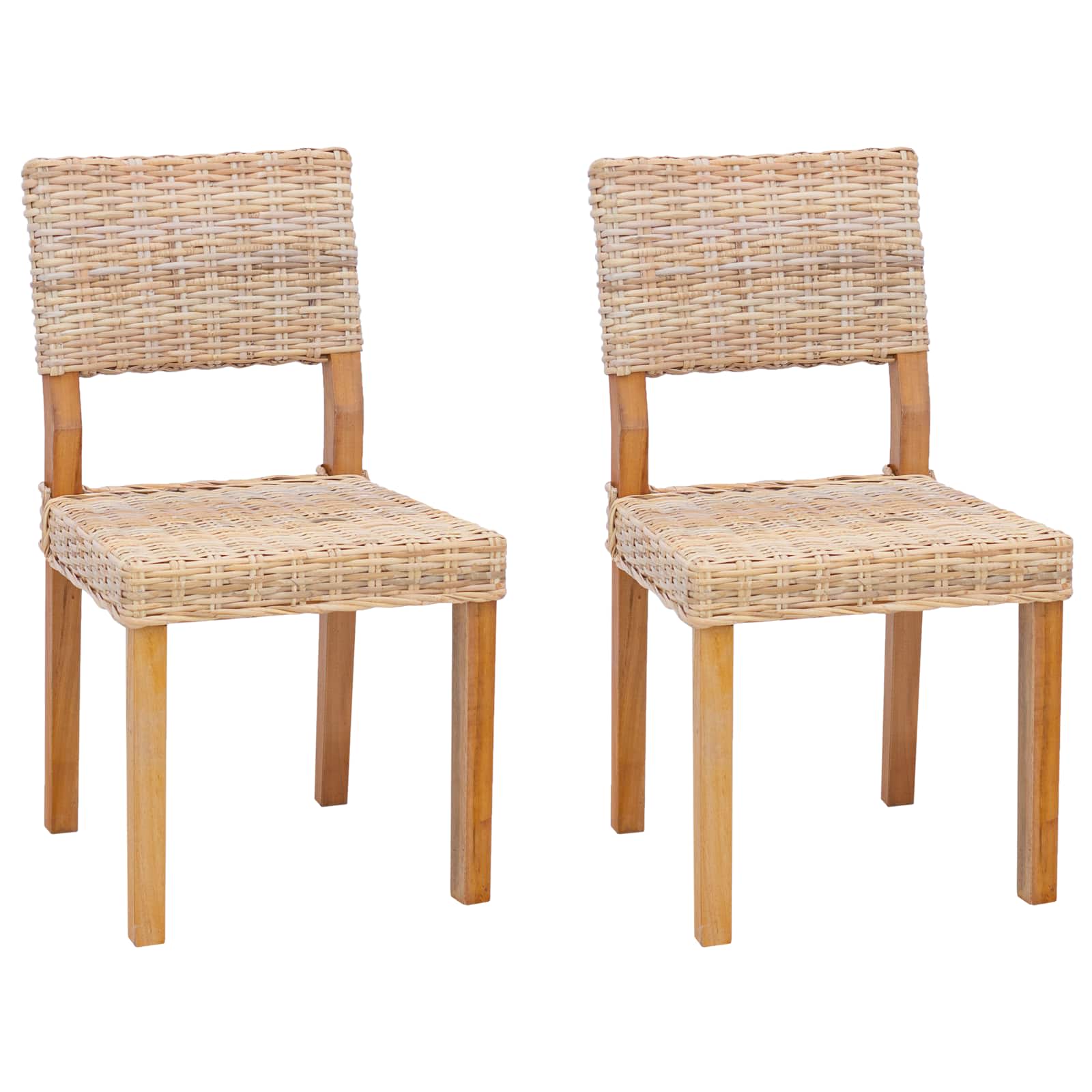 Καρέκλα τραπεζαρίας 2 pcs Φυσικό 46 x 55 x 84 εκ Ρατάν Κούμπου - Pakobazaar