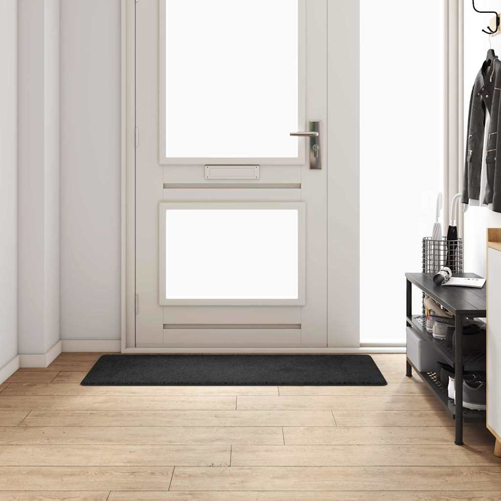 Δερμάτινο Χαλί Μαύρο 50 x 150 cm 100% Πολυπροπυλένιο Τούφτα - Pakobazaar