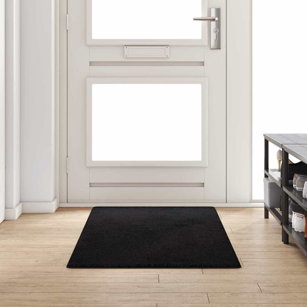 Δερμάτινο Χαλί Μαύρο 80 x 200 cm 100% Πολυπροπυλένιο Τούφτα