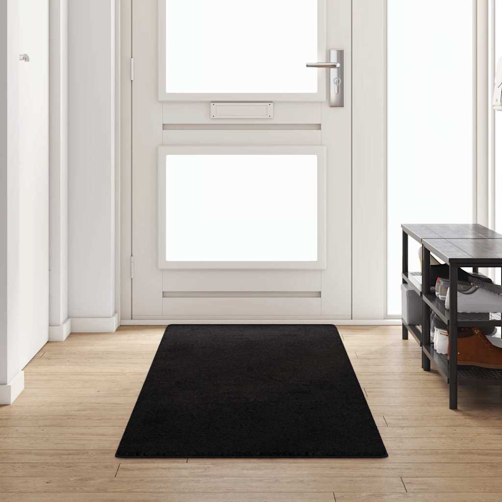 Δερμάτινο Χαλί Μαύρο 80 x 300 cm 100% Πολυπροπυλένιο Τούφτα - Pakobazaar