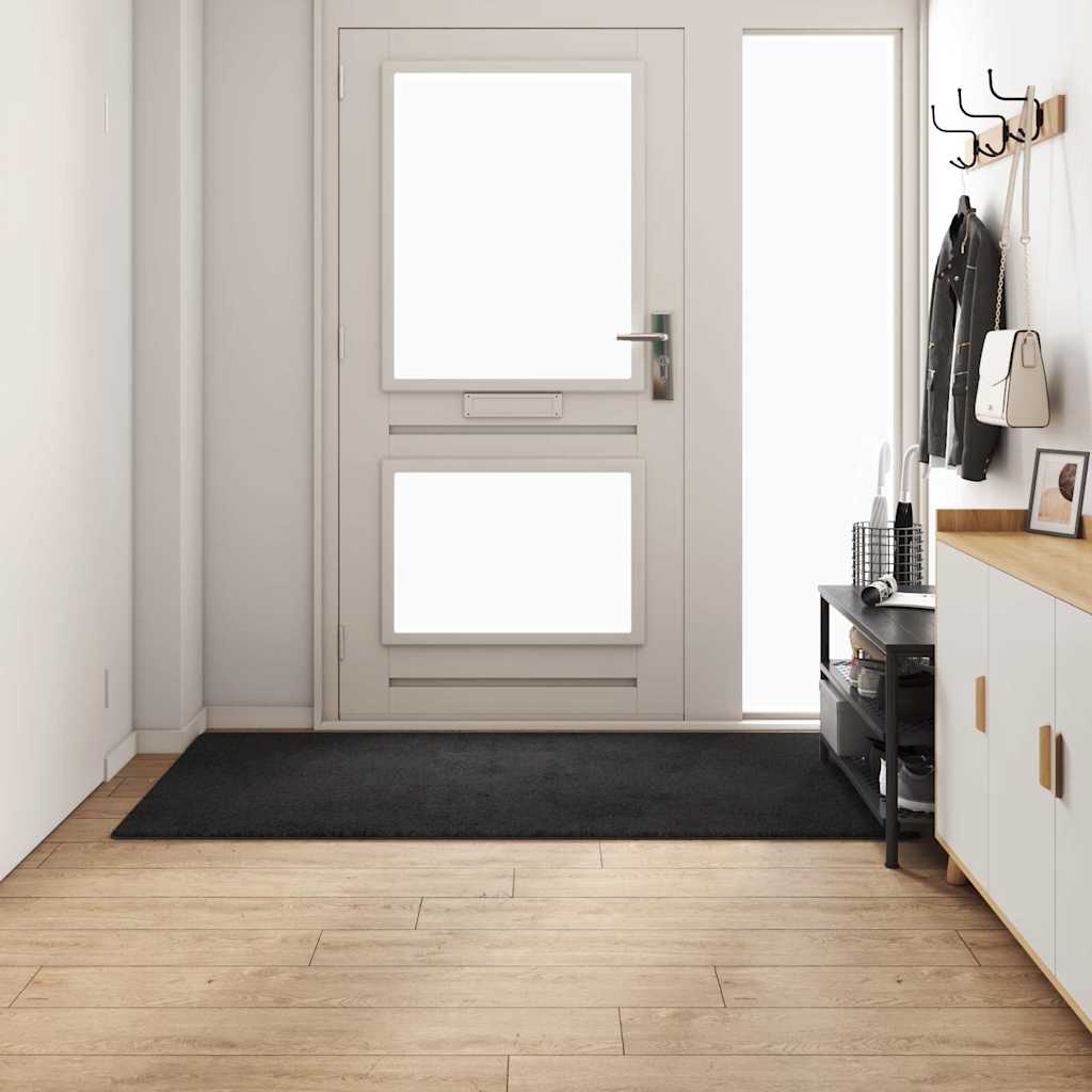 Δερμάτινο Χαλί Μαύρο 100 x 200 cm 100% Πολυπροπυλένιο Τούφτα - Pakobazaar