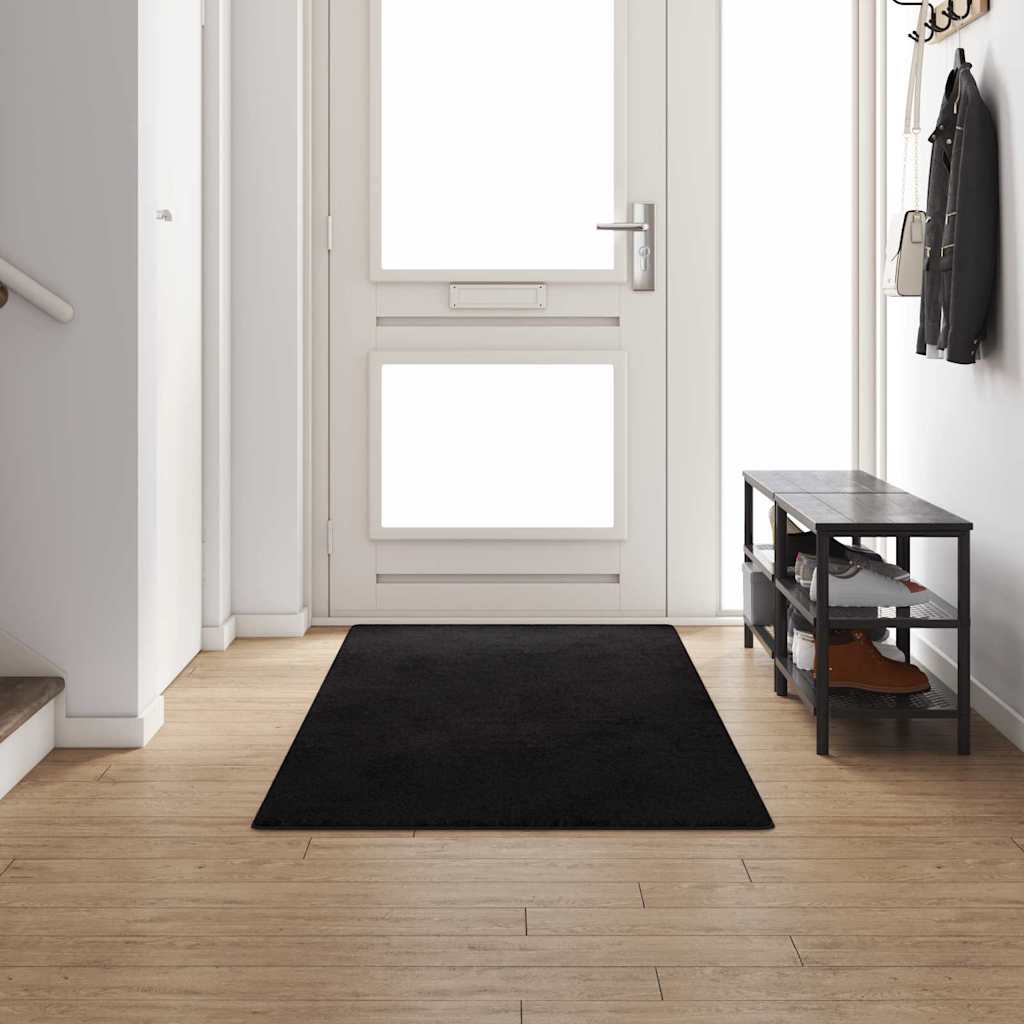 Δερμάτινο Χαλί Μαύρο 100 x 300 cm 100% Πολυπροπυλένιο Τούφτα - Pakobazaar