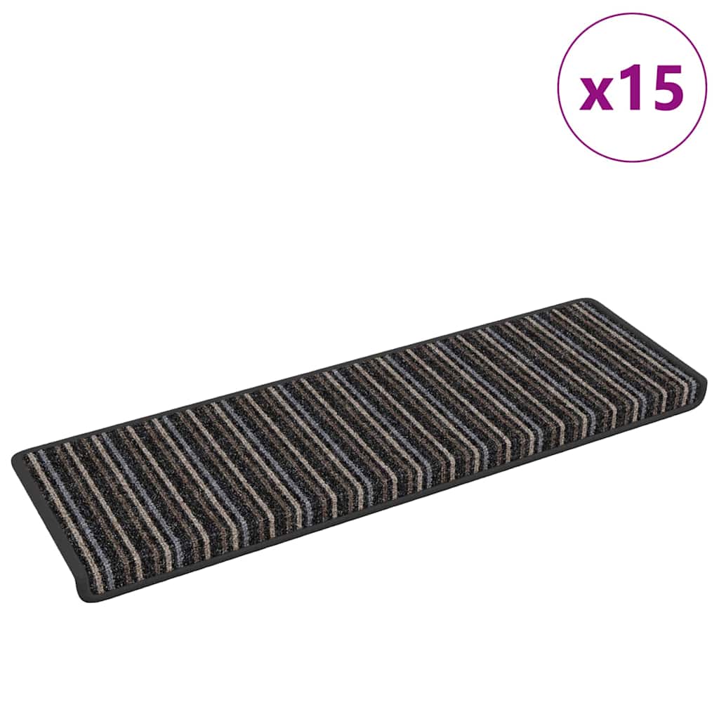 Αυτοκόλλητα Ματ Σκαλοπατιών Ριγέ 15 pcs Ανθρακί 65 x 21 x 4 cm