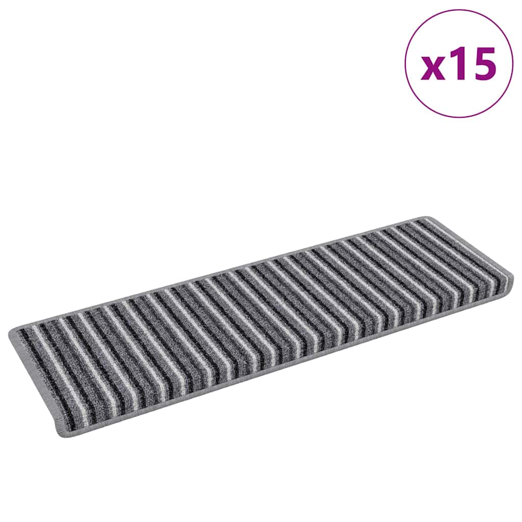 Αυτοκόλλητα Ματ Σκαλοπατιών Ριγέ 15 pcs Γκρι 65 x 21 x 4 cm