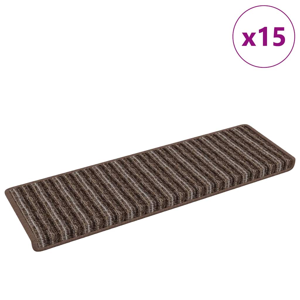 Αυτοκόλλητα Ματ Σκαλοπατιών Ριγέ 15 pcs Καφέ 65 x 21 x 4 cm