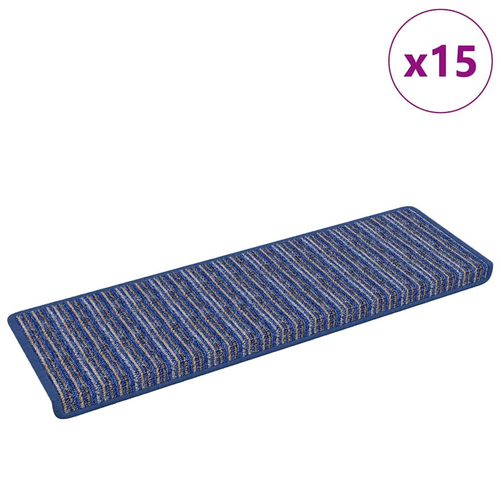 Αυτοκόλλητα Ματ Σκαλοπατιών Ριγέ 15 pcs Μπλε 65 x 21 x 4 cm