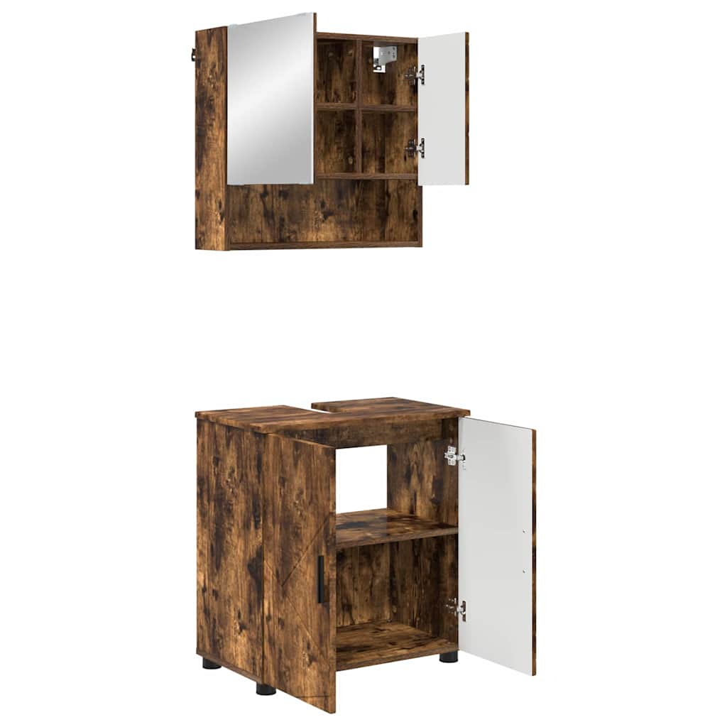 Σετ Επίπλων Μπάνιου 2 τμχ. Καπνιστό Δρύς 61 x 35 x 64 εκ. - Pakobazaar