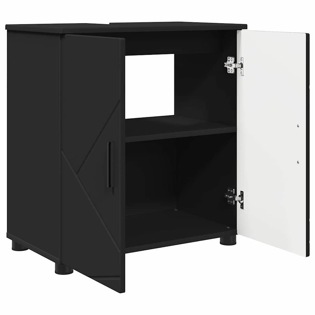 Σετ Επίπλων Μπάνιου 3 pcs Μαύρο Επεξεργασμένο ξύλο & Μέταλλο - Pakobazaar
