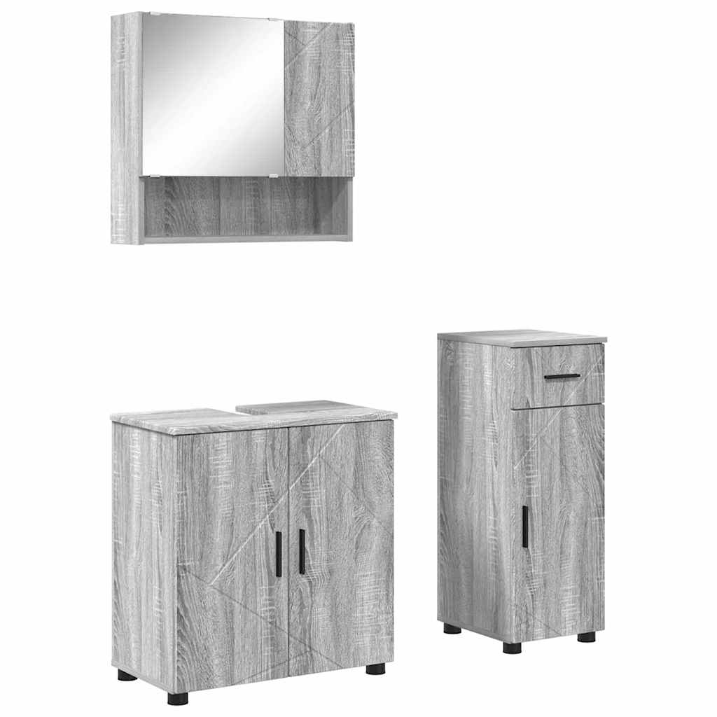 Σετ Επίπλων Μπάνιου 3 τμχ. Γκρίζο Σονομα 61 x 35 x 64 εκ. - Pakobazaar