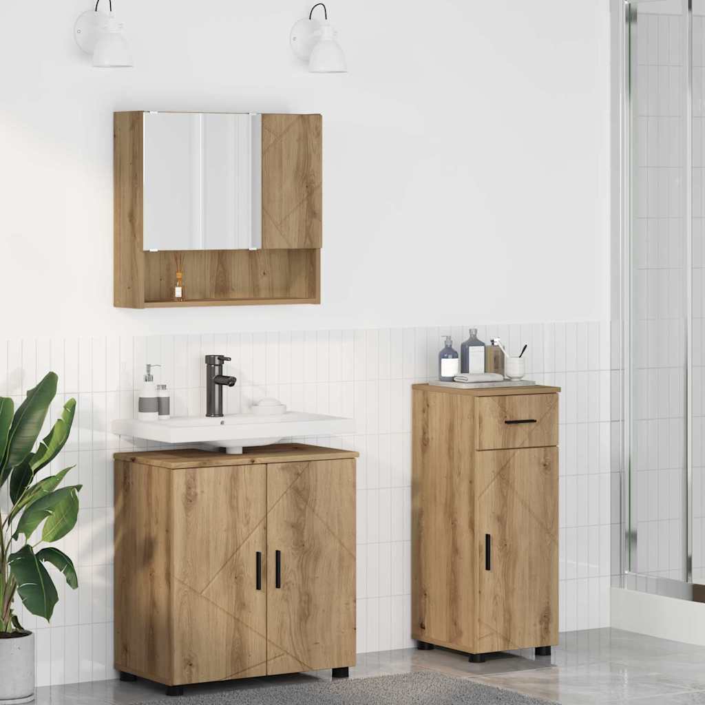 Σετ Επίπλων Μπάνιου 3 τμχ. Artisan Oak 61 x 35 x 64 εκ. - Pakobazaar